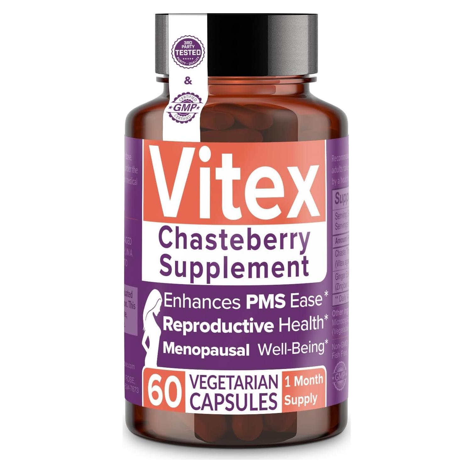 Suplemento Vitex Chasteberry Intimate Rose 1000 mg - 60 Cápsulas