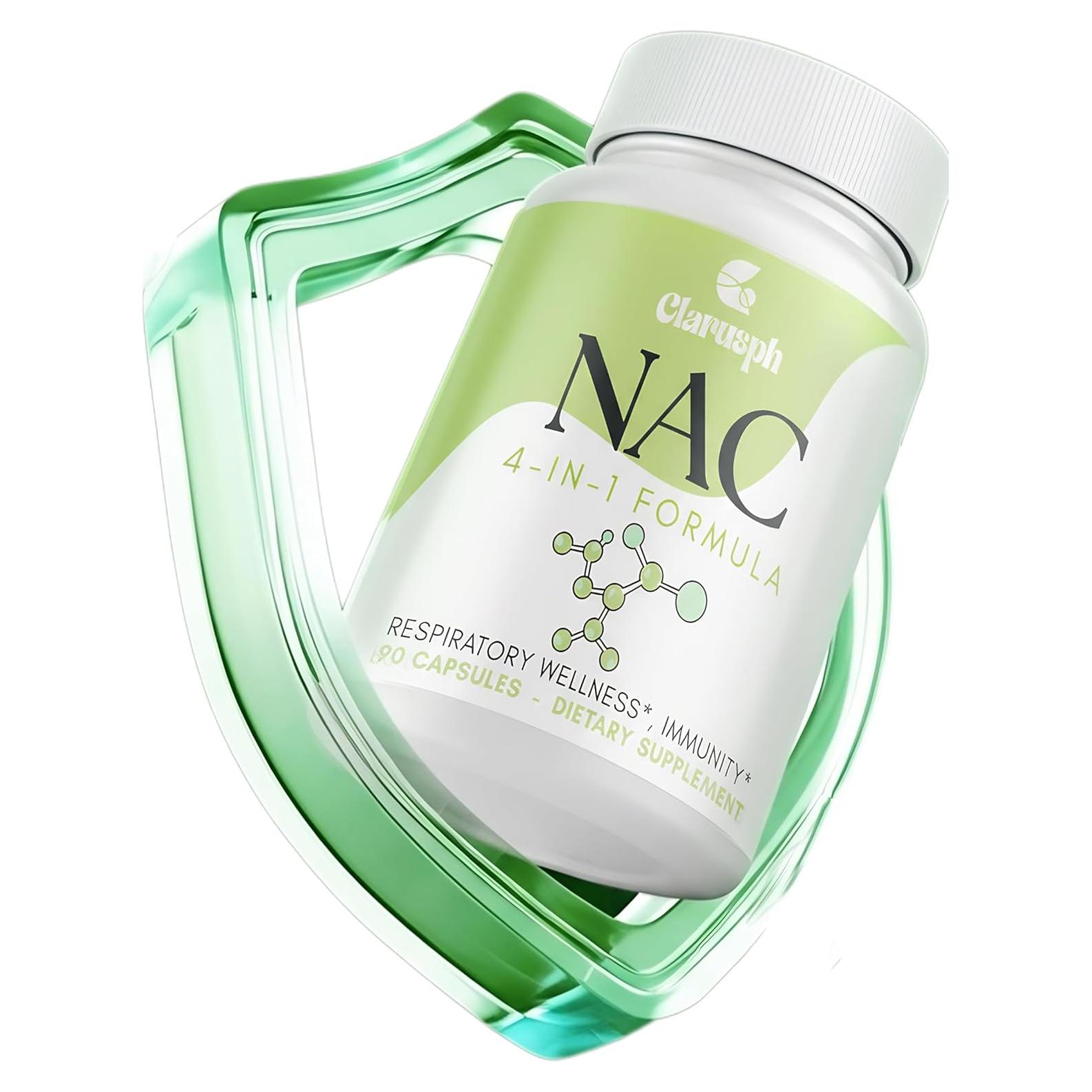 Suplemento NAC 1200mg Clarusph - Antioxidante Respiratorio 90 Cápsulas