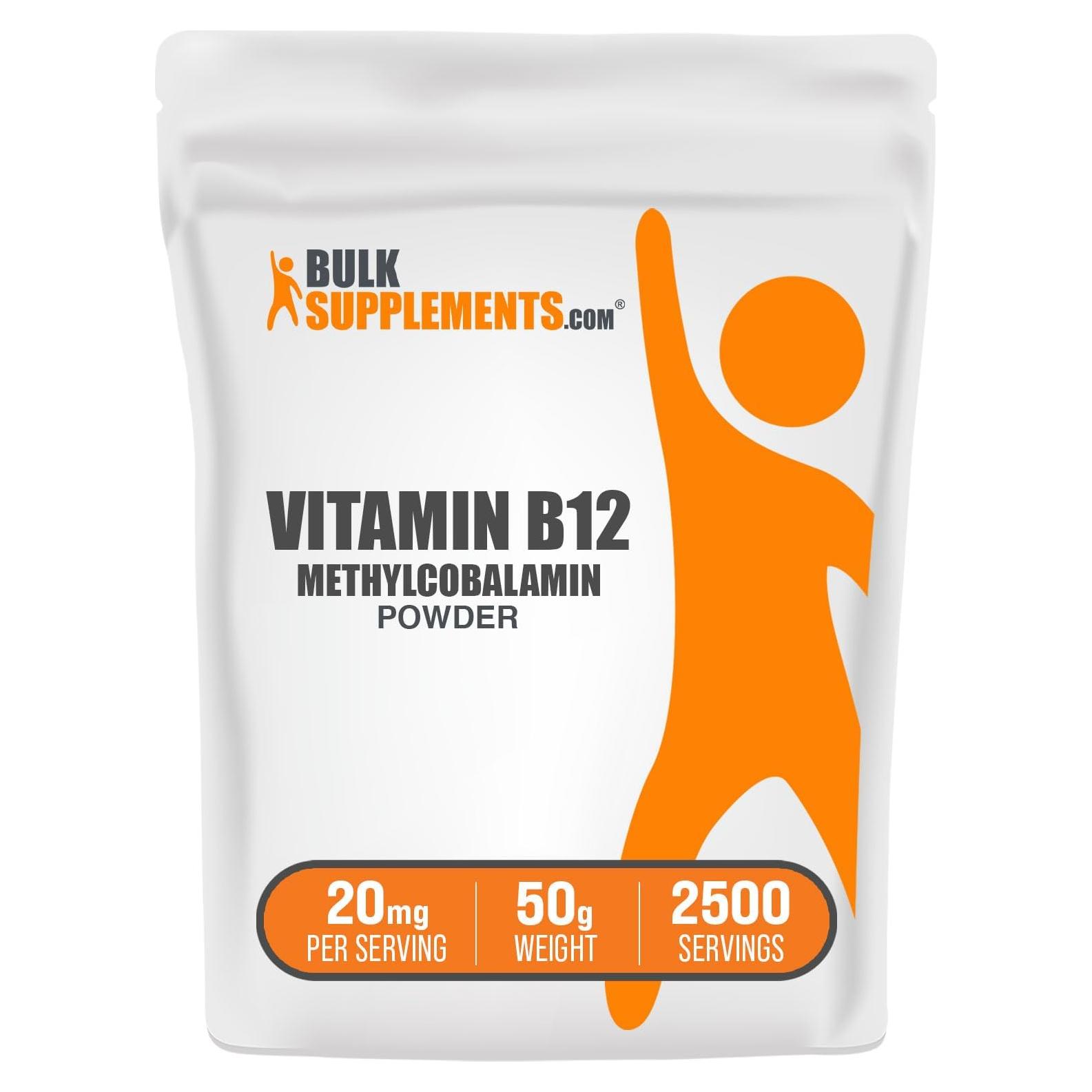 Polvo de B12 Methylcobalamin BulkSupplements 20mg 50g