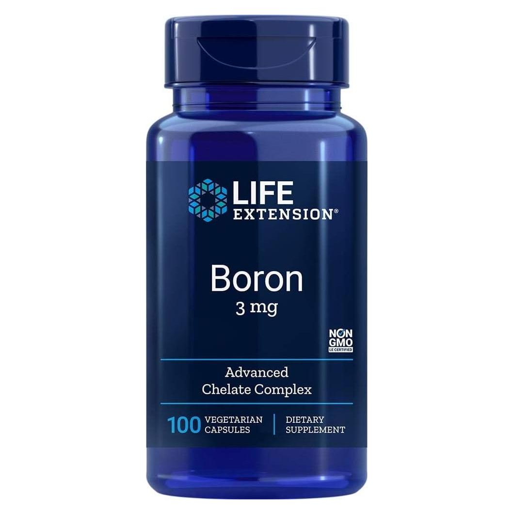 Suplemento de Boro 3 mg Life Extension 100 Cápsulas Vegetales