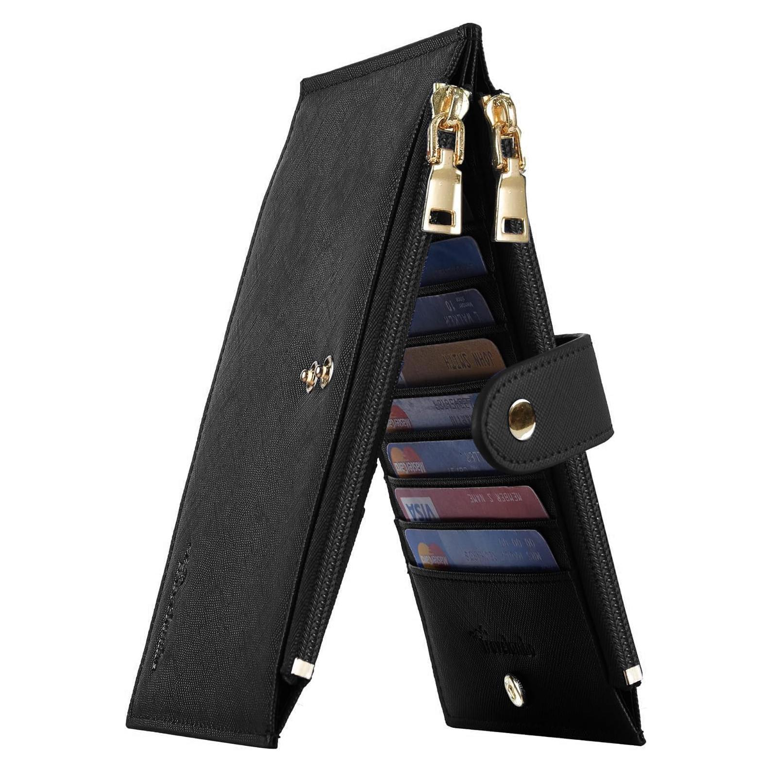 Billetera Travelambo RFID Mujer Grande Bifold 16 Tarjetas Negro