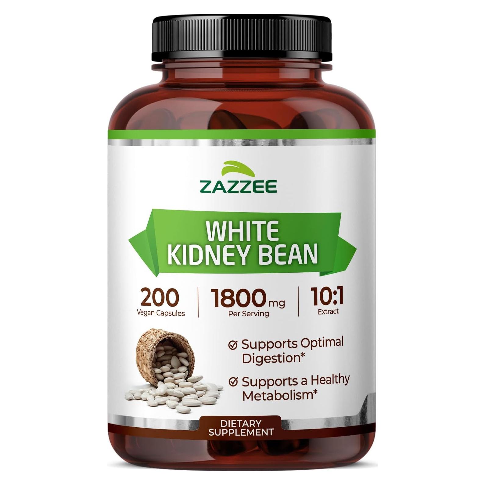 Extracto de Frijol Blanco Zazzee 10:1 1800 mg 200 Cápsulas Veganas