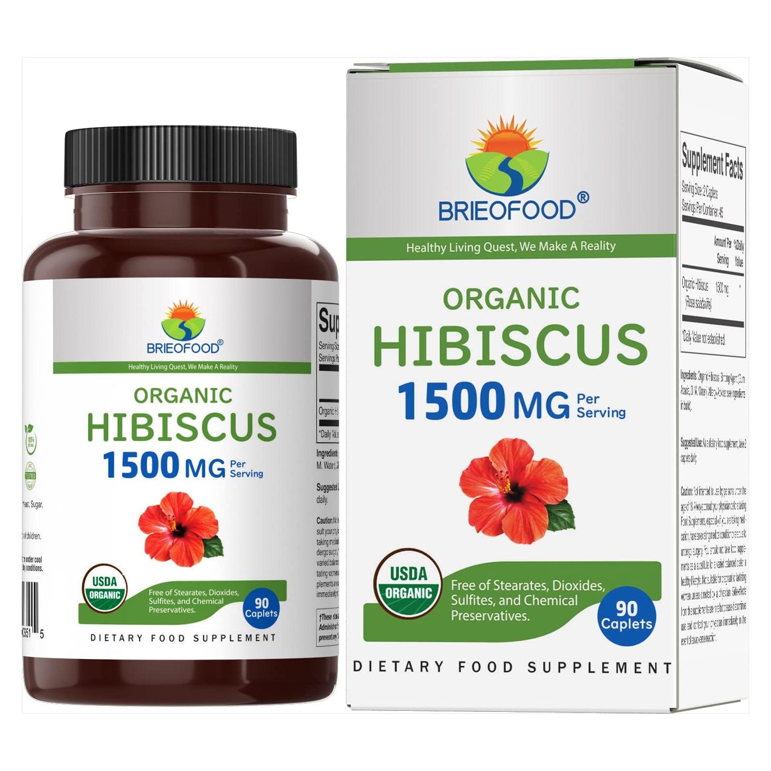 Hibisco Orgánico Brieofood 1500mg 90 Tabletas Vegetarianas