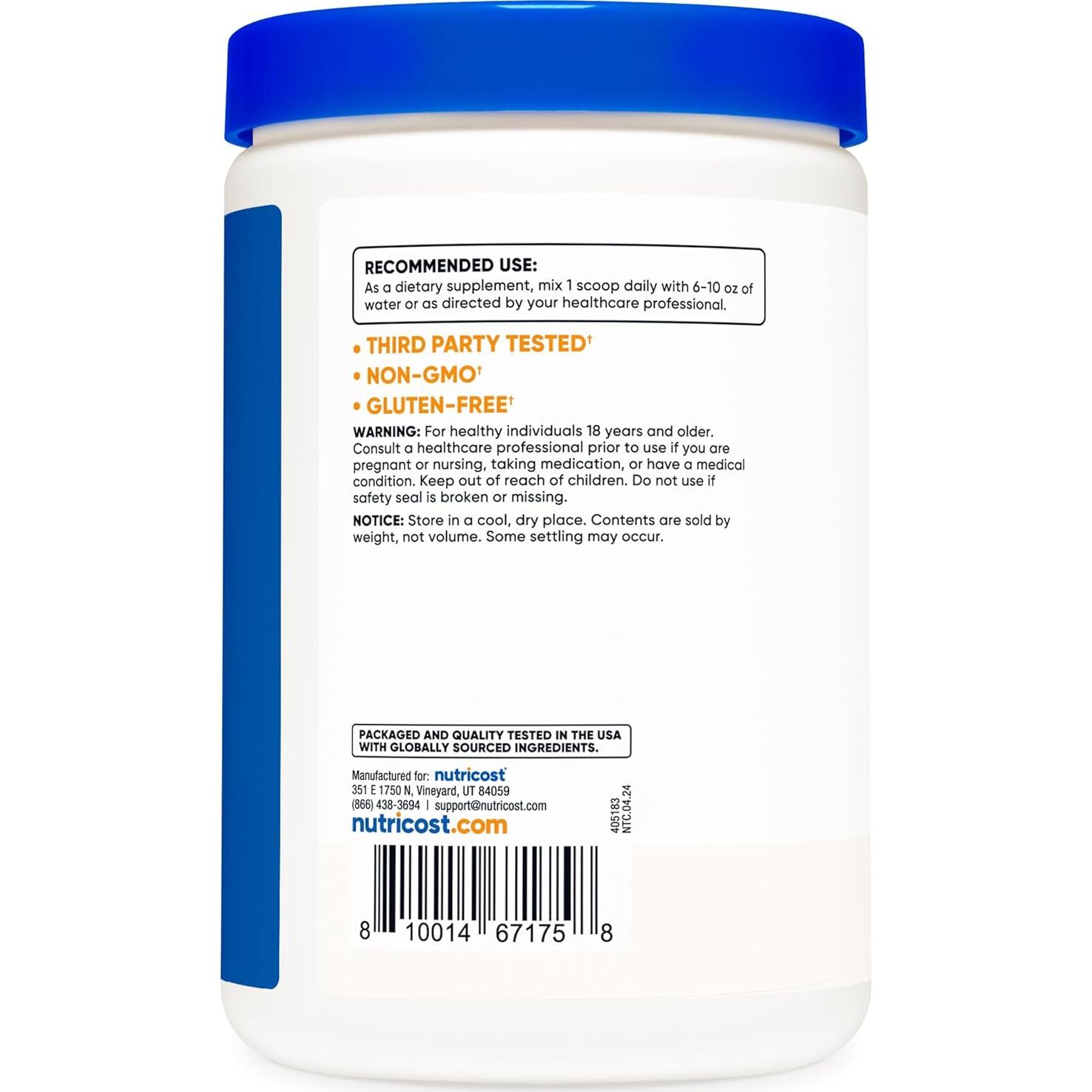 Polvo de Inositol Nutricost 454g - Sin Gluten, No OGM