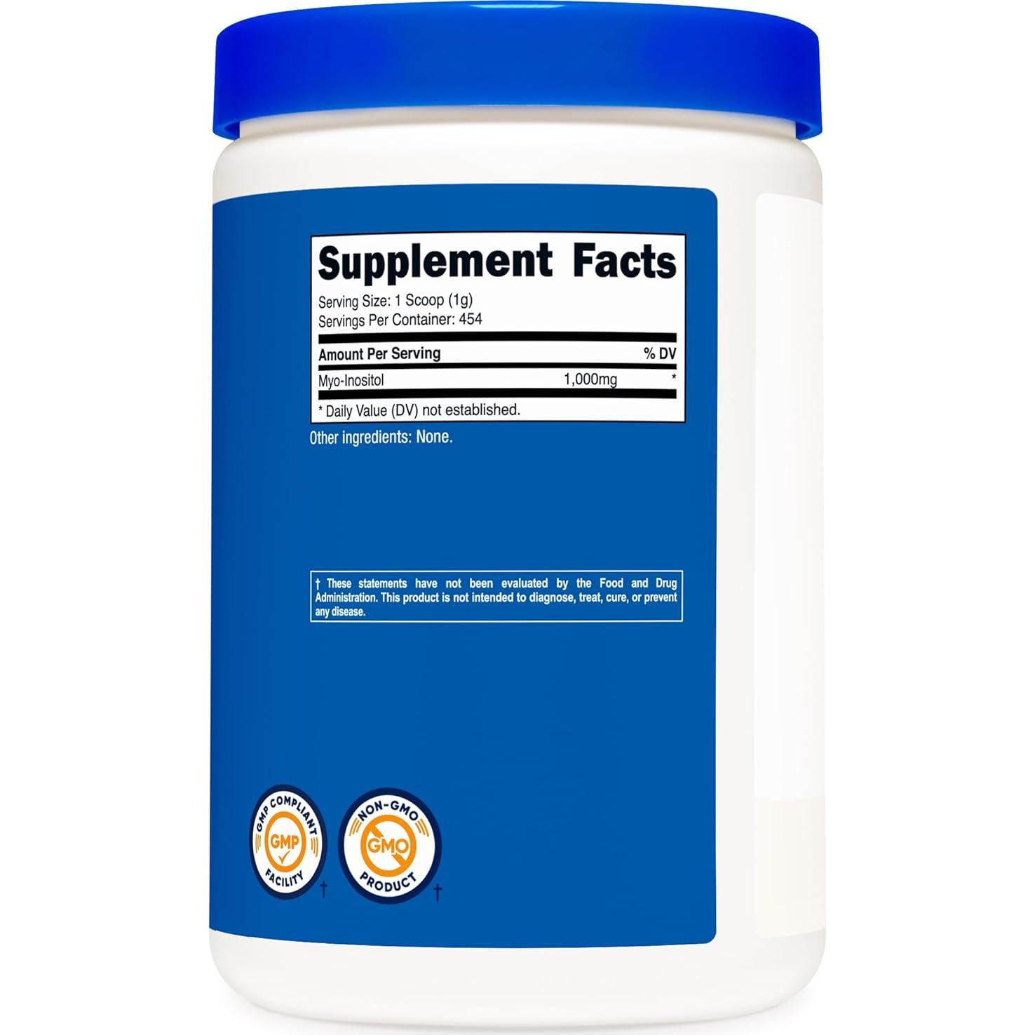 Polvo de Inositol Nutricost 454g - Sin Gluten, No OGM