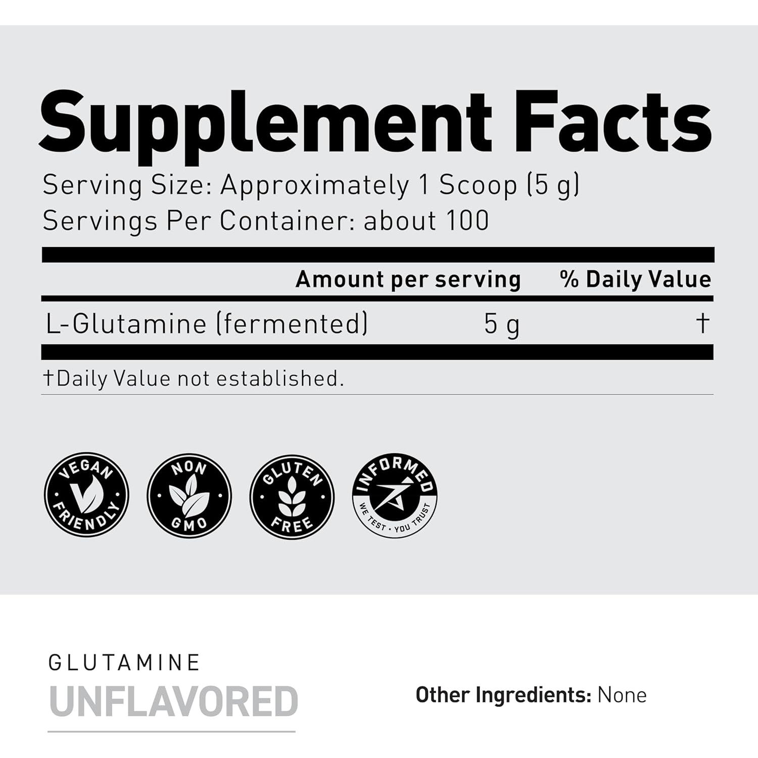 Kaged Muscle L-Glutamina 500g Vegana - Recuperación Muscular