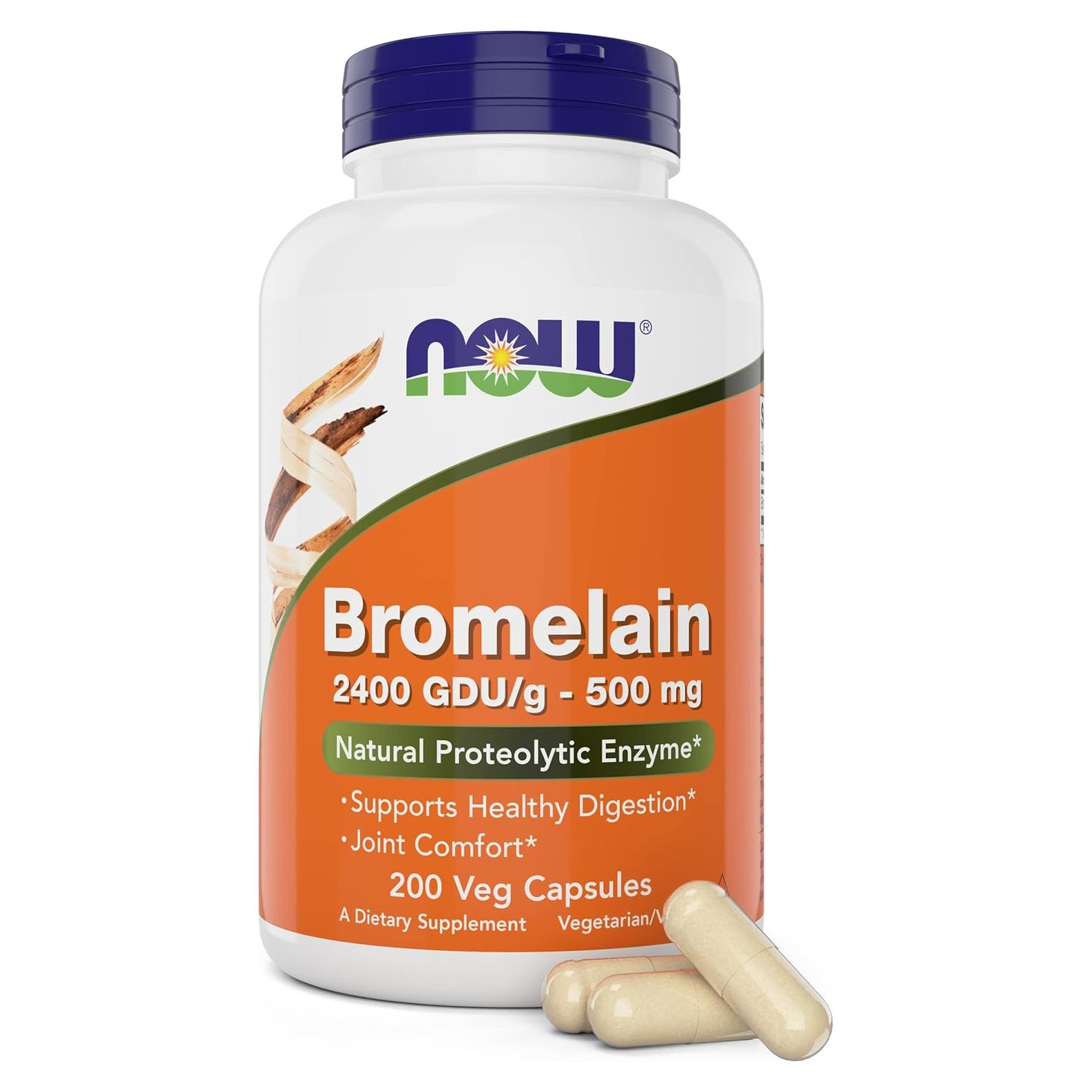Bromelina 500 mg Now Foods - 200 Cápsulas Veganas