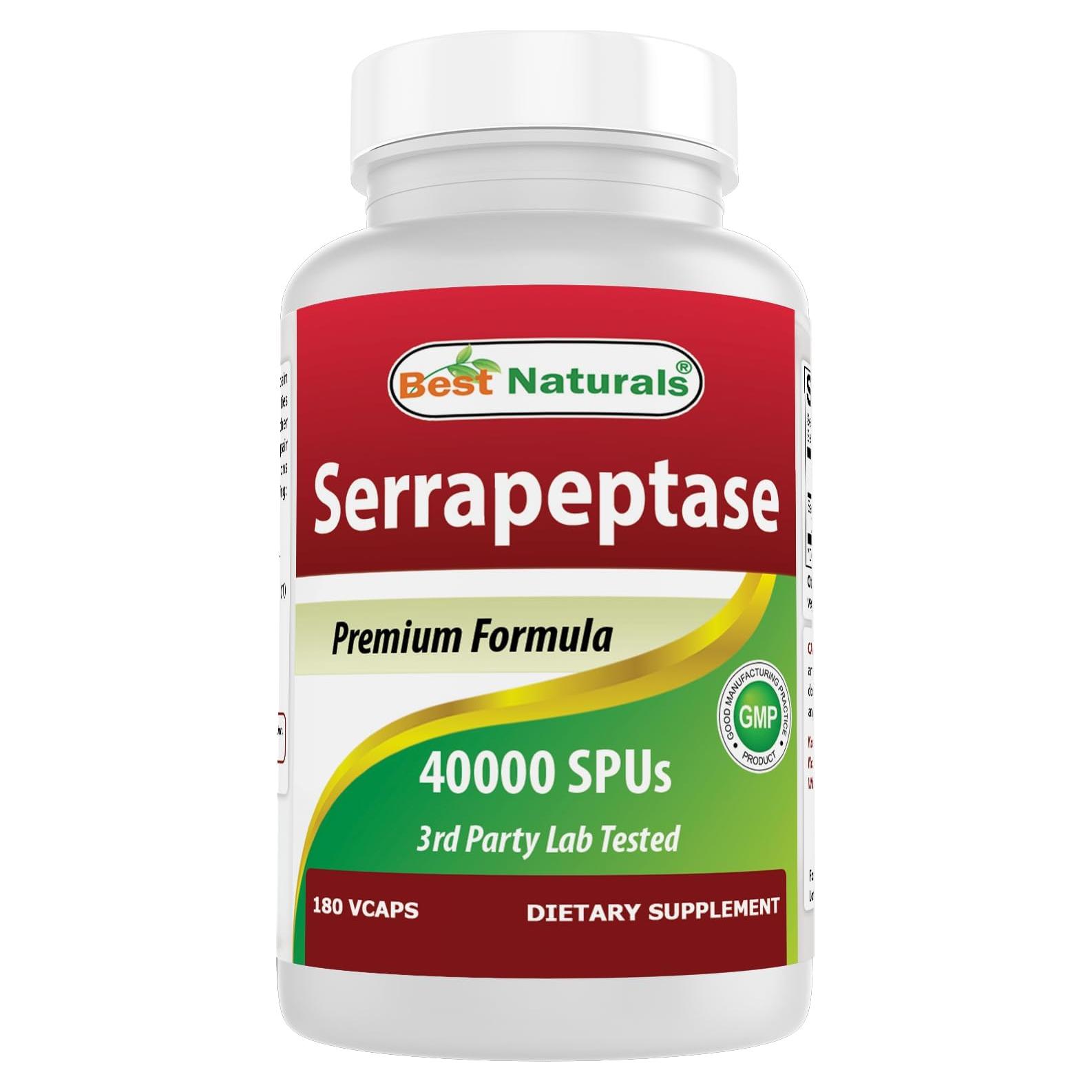 Serrapeptasa 40000 SPUs Mejores Naturales 180 Cápsulas