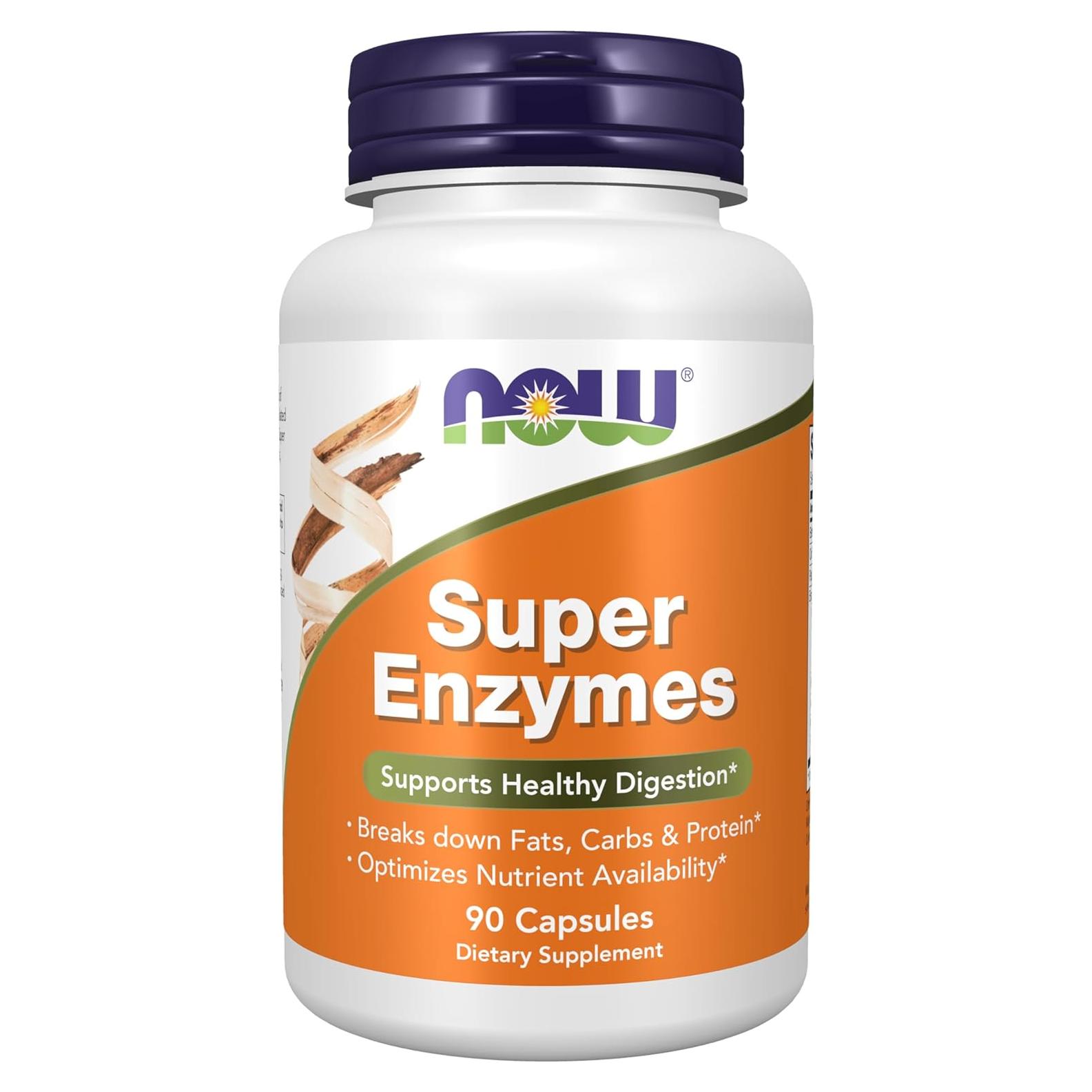 NOW Super Enzimas 90 Cápsulas - Apoyo Digestivo con Bromelina