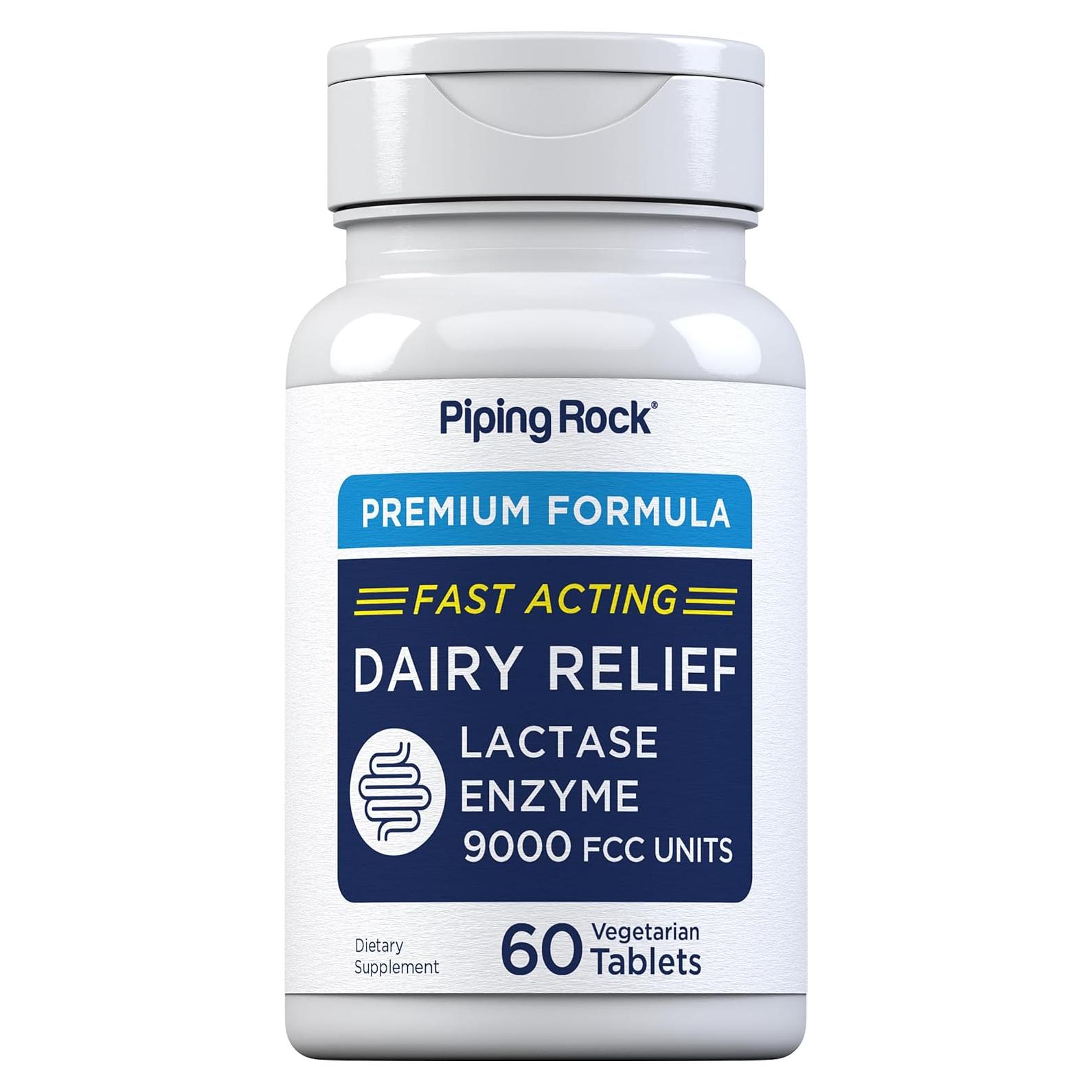 Piping Rock Pastillas Alivio Lácteo 9000 FCC 60 Tabletas Vegetarianas
