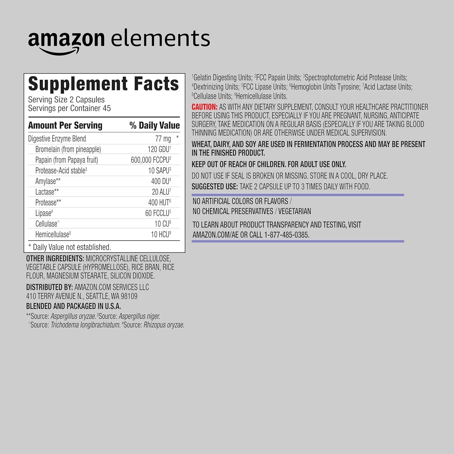 Complejo de Enzimas Digestivas Amazon Elements 90 Cápsulas