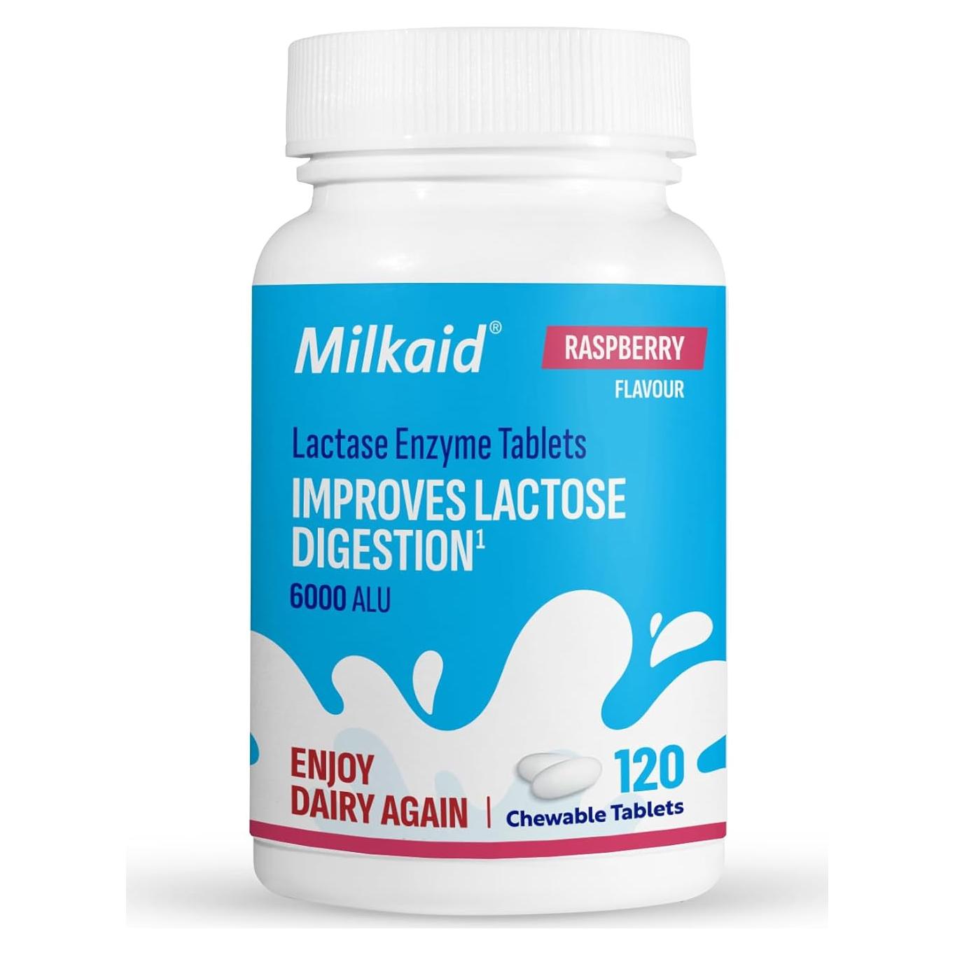 Tabletas Masticables Milkaid 120 Unidades Sabor Frambuesa