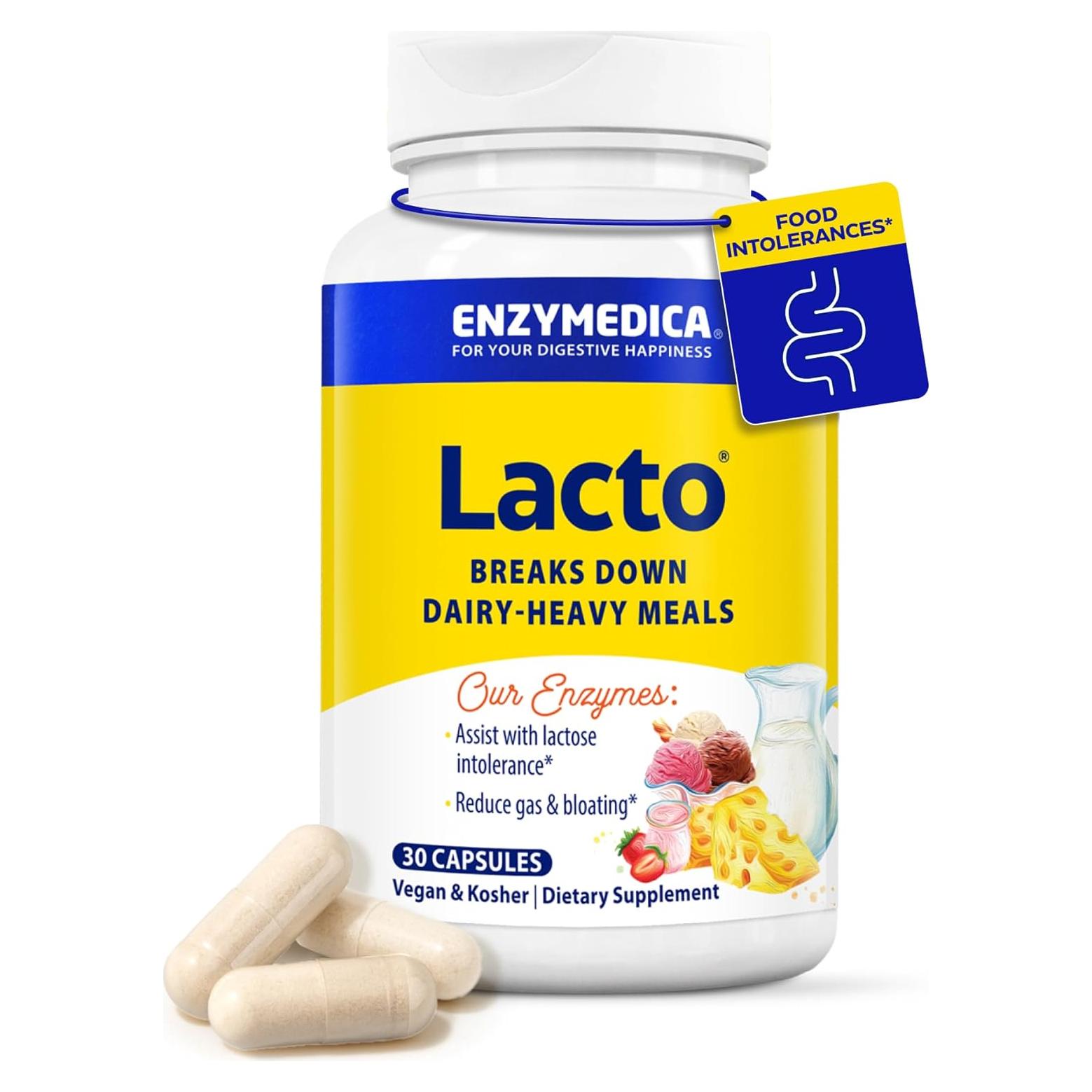 Enzymedica Lacto, Pastillas Veganas de Lactasa 30 Cápsulas