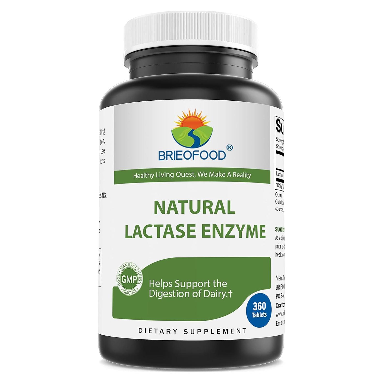 Píldoras de Enzima Lactasa Brieofood 3000 FCC ALU 360 Tabletas