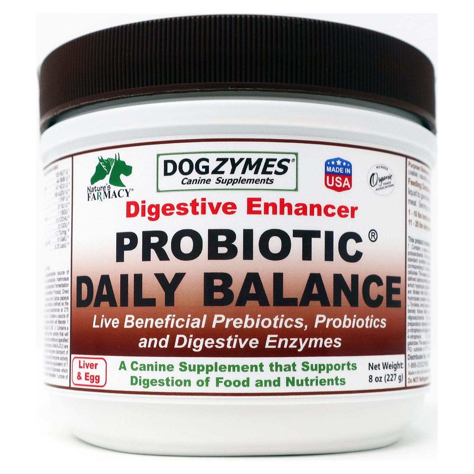 Dogzymes Probiotic Daily Balance 226.8g - Suplemento Canino