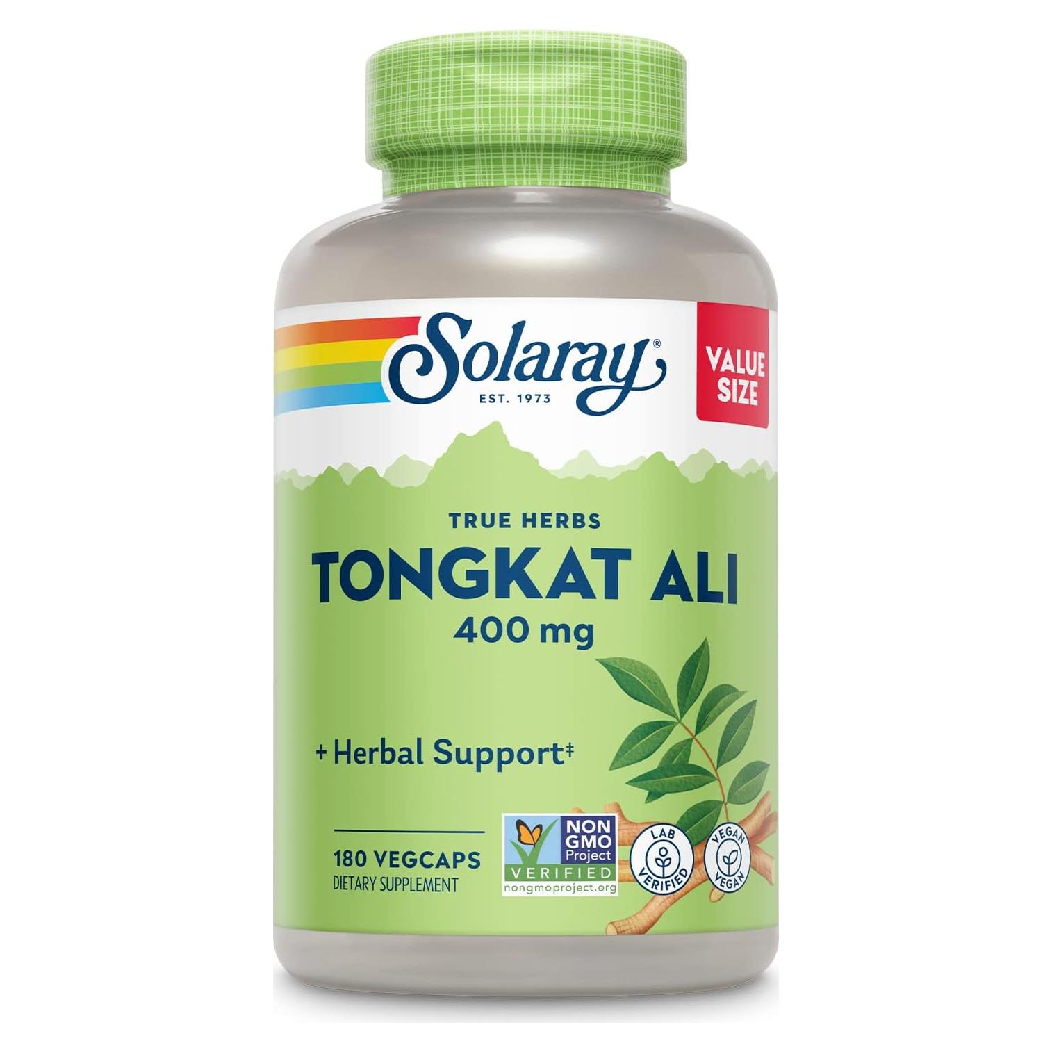 Solaray Tongkat Ali 400 mg - Suplemento Herbal para Hombres - 180 VegCaps