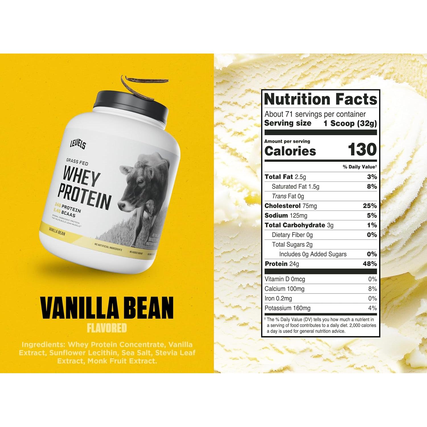 Proteína en Polvo de Suero Levels Vainilla 2.27kg Sin Artificiales