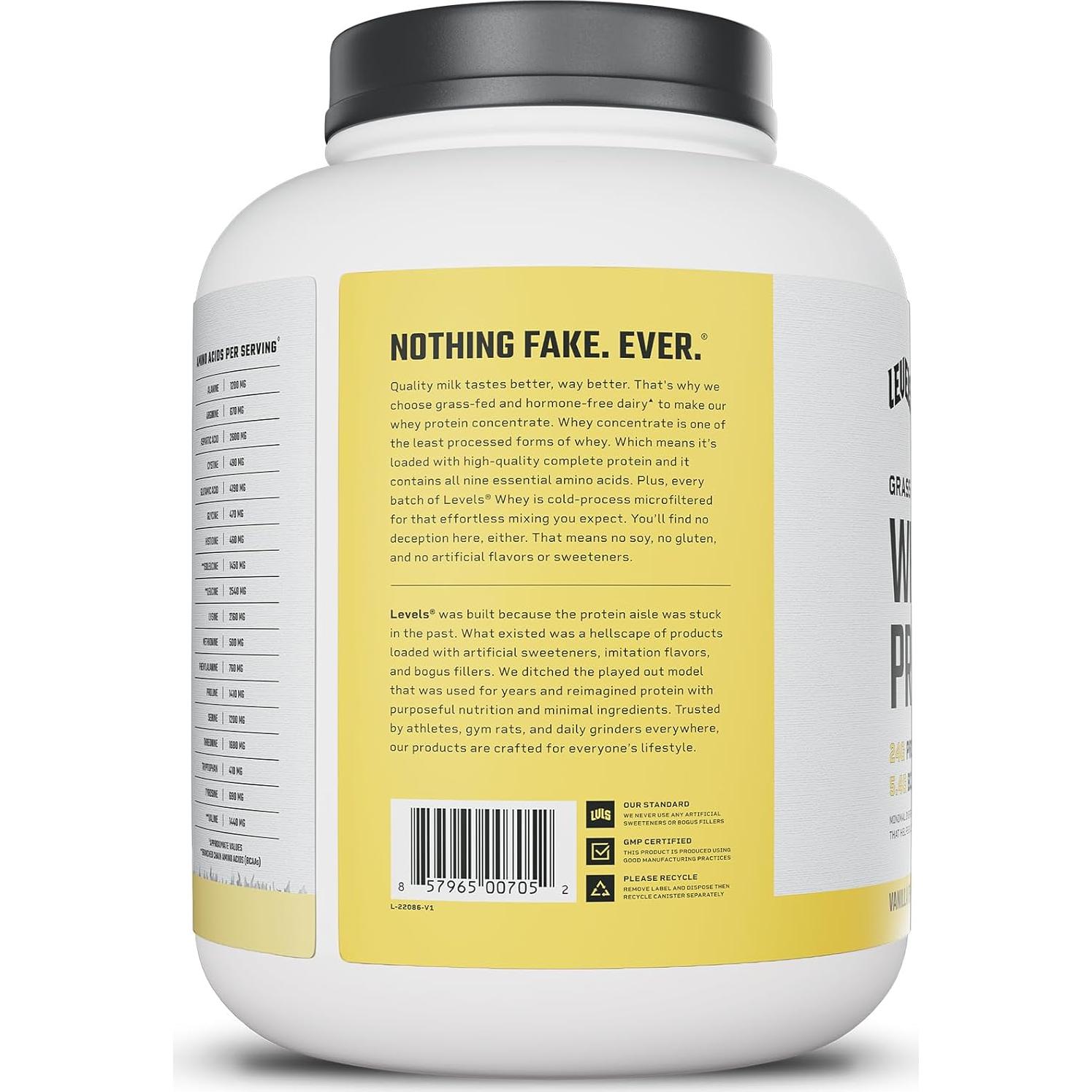 Proteína en Polvo de Suero Levels Vainilla 2.27kg Sin Artificiales