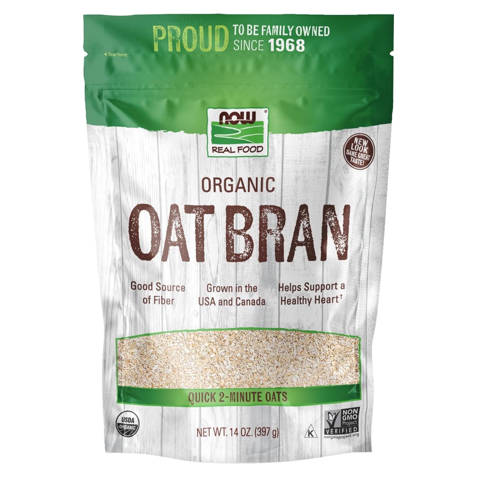 Salvado de Avena Orgánico NOW Foods 396g - Fuente de Fibra y Proteína