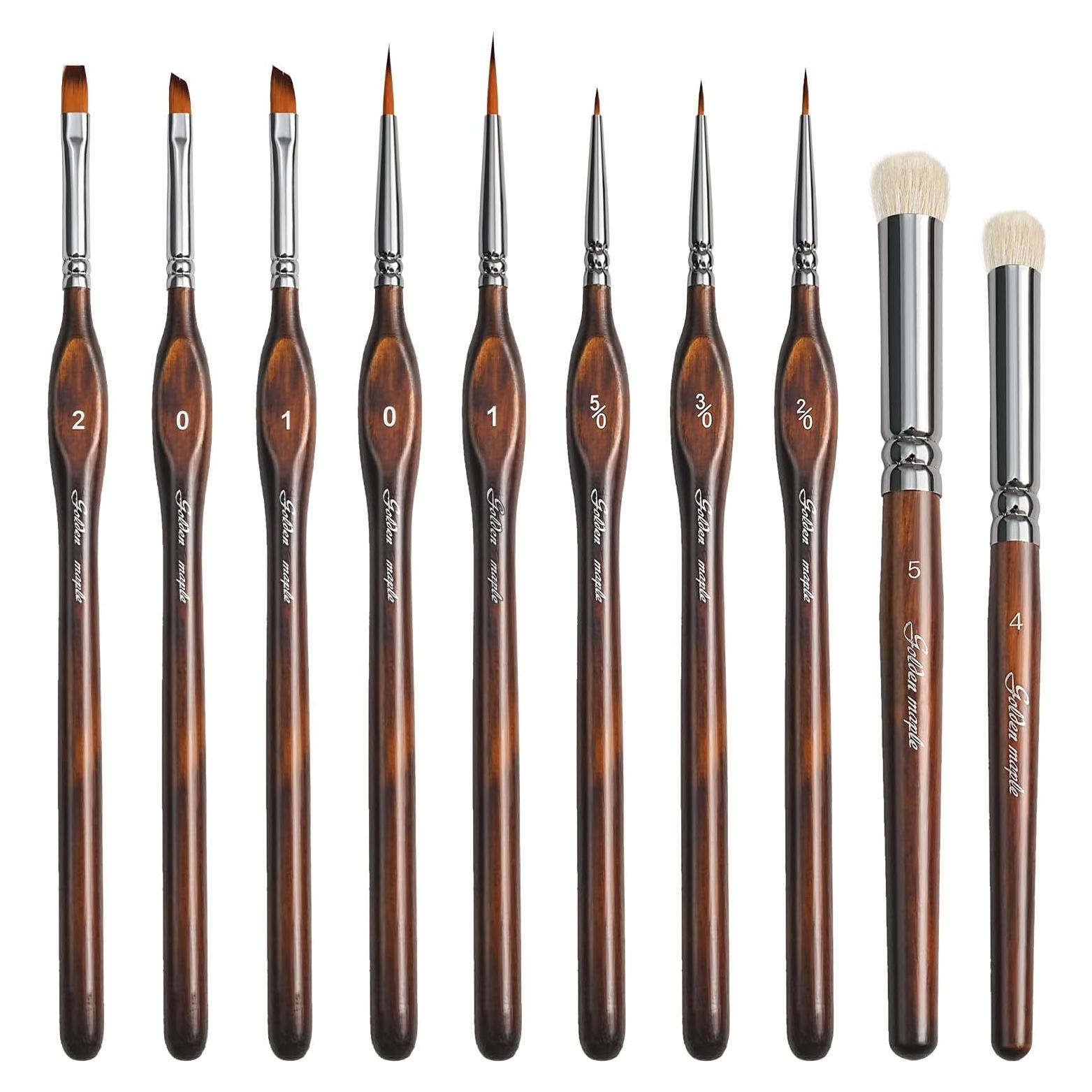 Pinceles de Detalle Arce Dorado 10PC Nylon para Acrílico