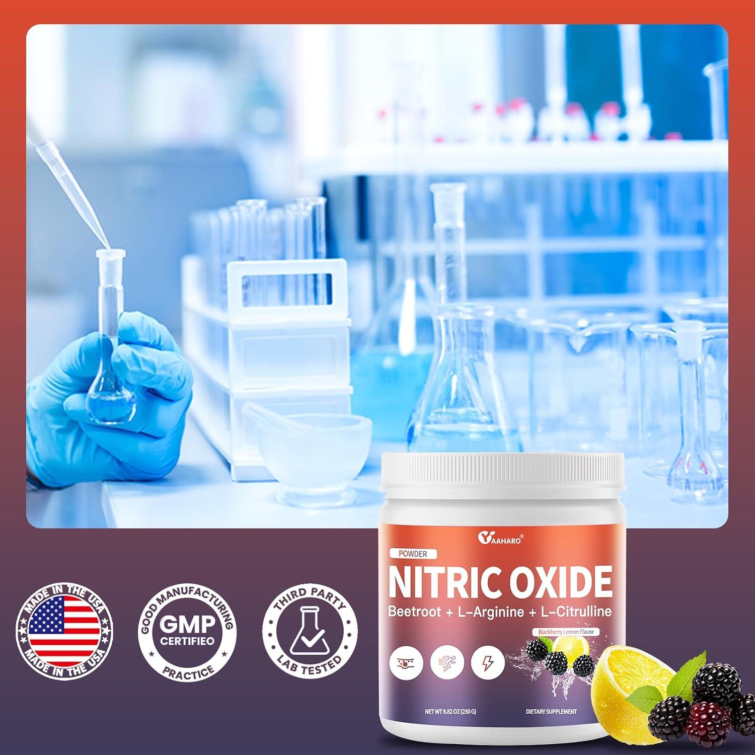 Suplemento de Óxido Nítrico YAAHARO 249g - Polvo de Remolacha con L-Citrulina y L-Arginina, Sabor Limón de Mora