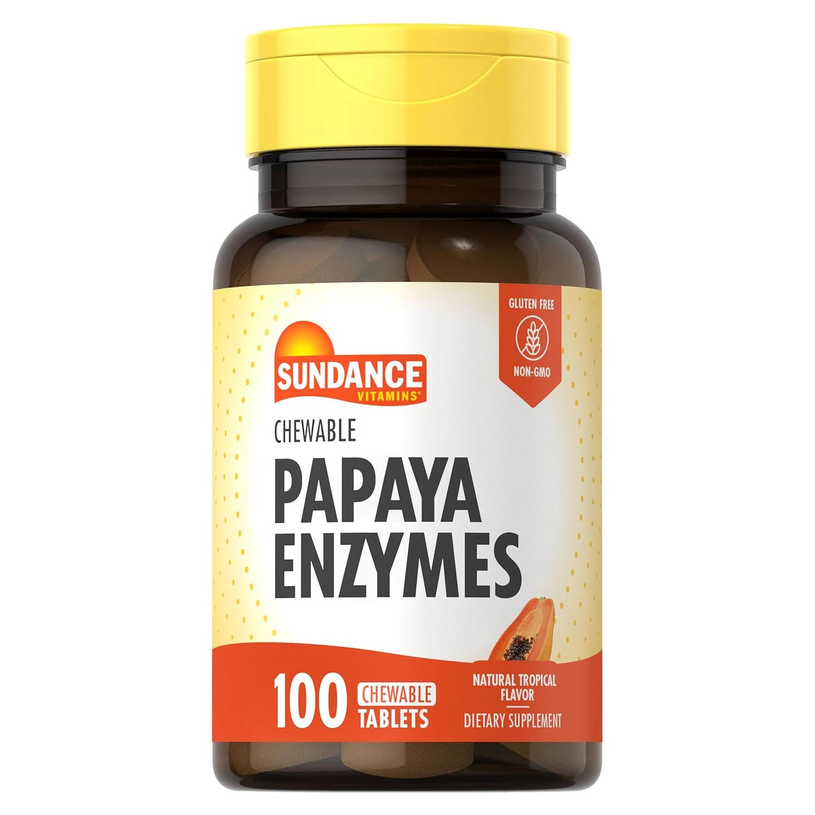 Tabletas Masticables de Enzima de Papaya Sundance 100 Unidades