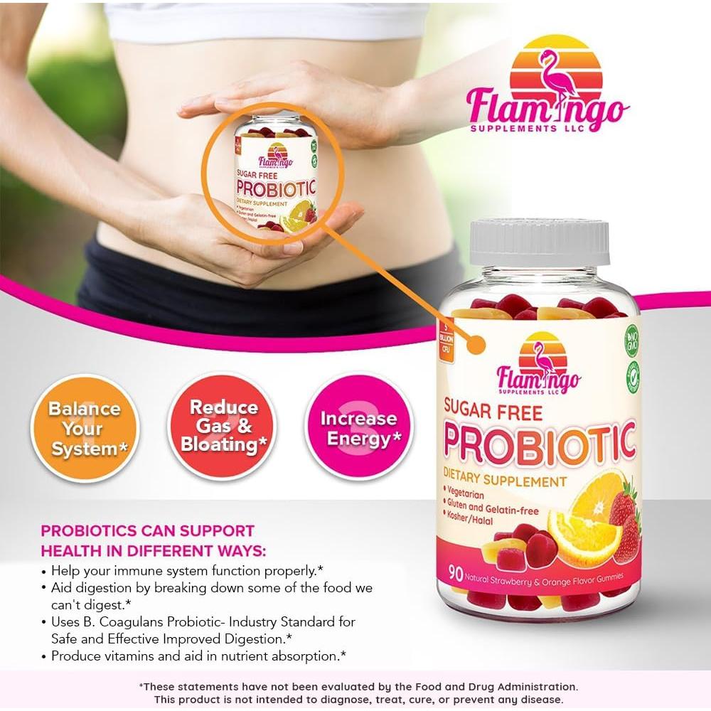 Gomitas Probioticas Sin Azucar Flamingo 90 Unidades 3 Mil Millones CFU