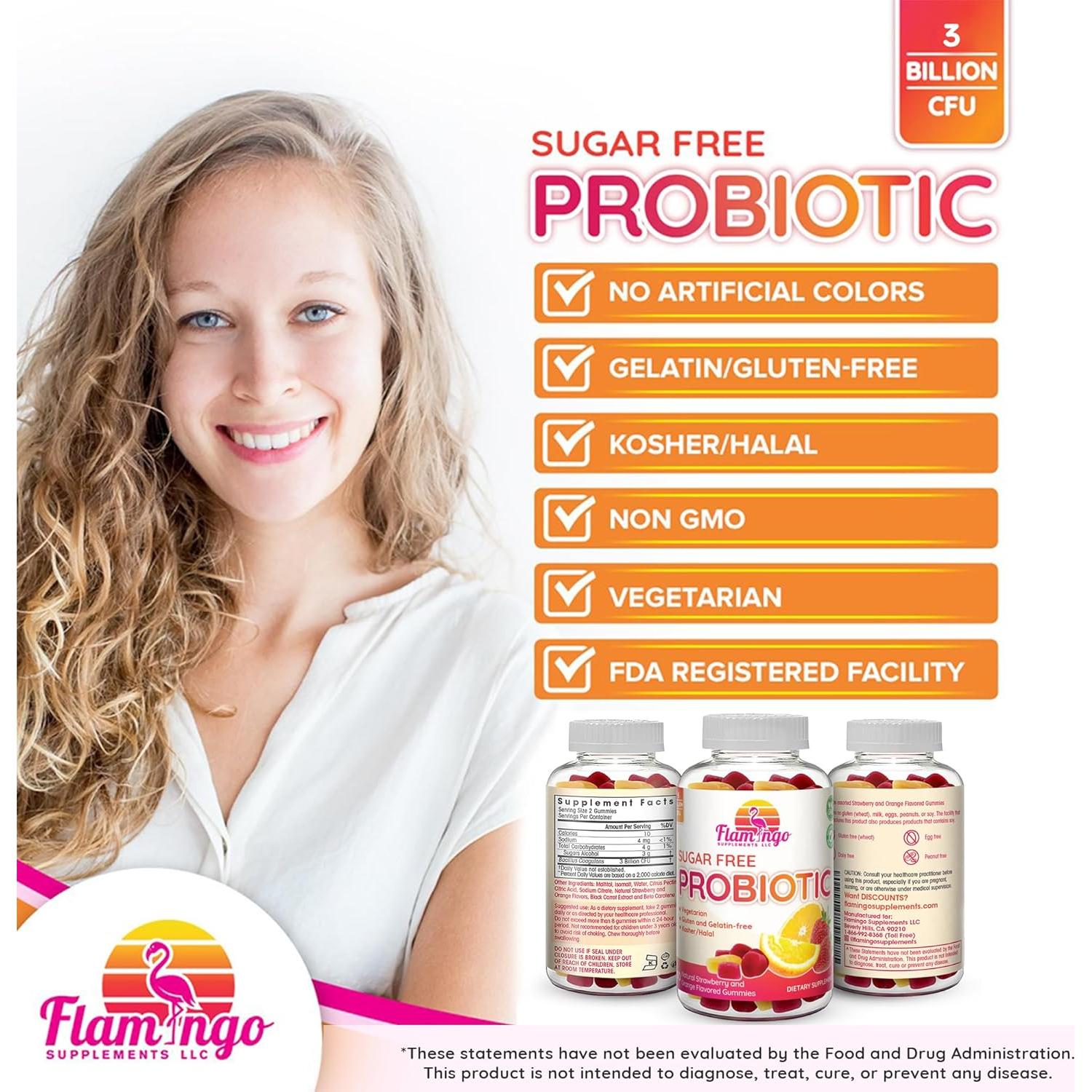 Gomitas Probioticas Sin Azucar Flamingo 90 Unidades 3 Mil Millones CFU