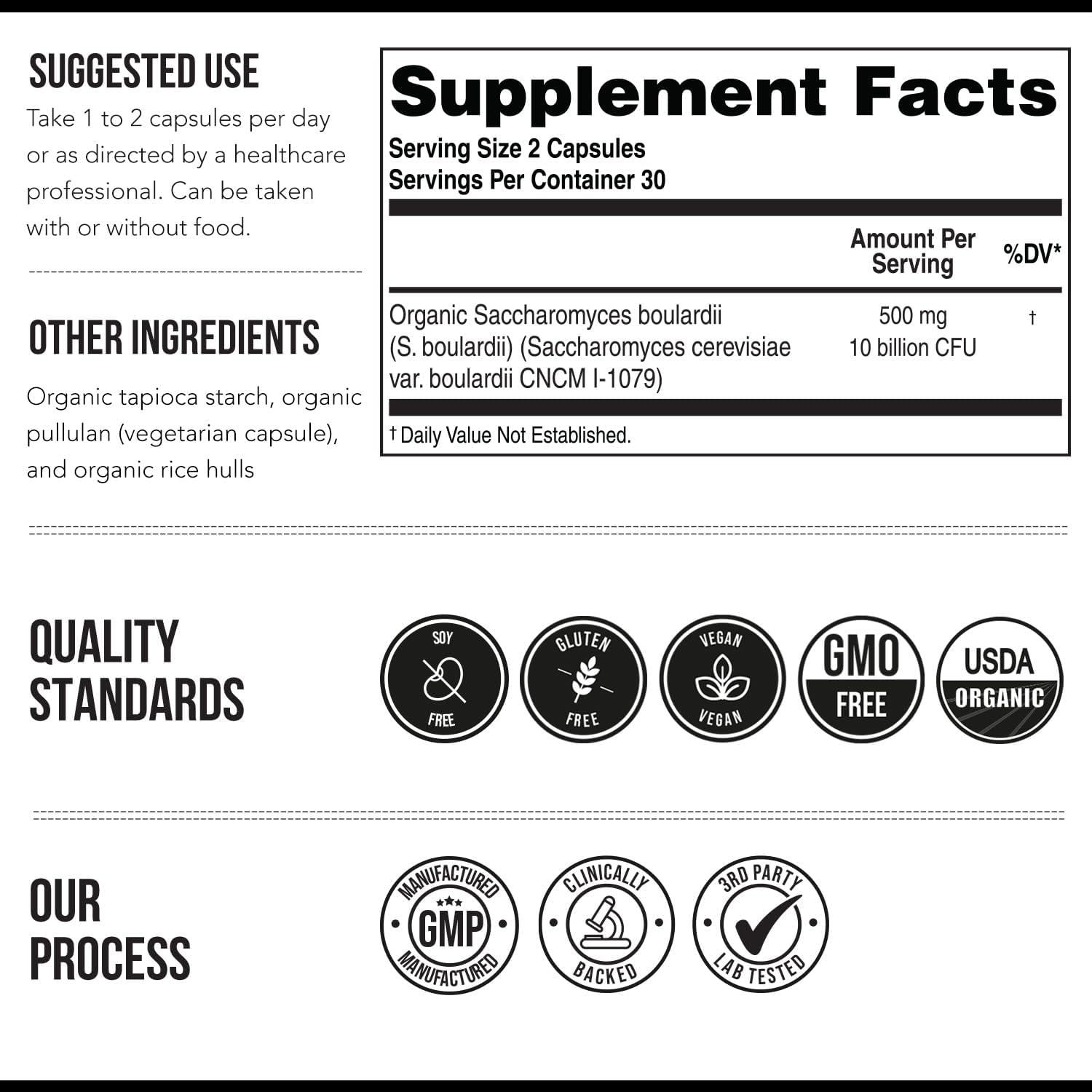 Saccharomyces Boulardii Orgánico 10 Mil Millones UFC - Probiotico