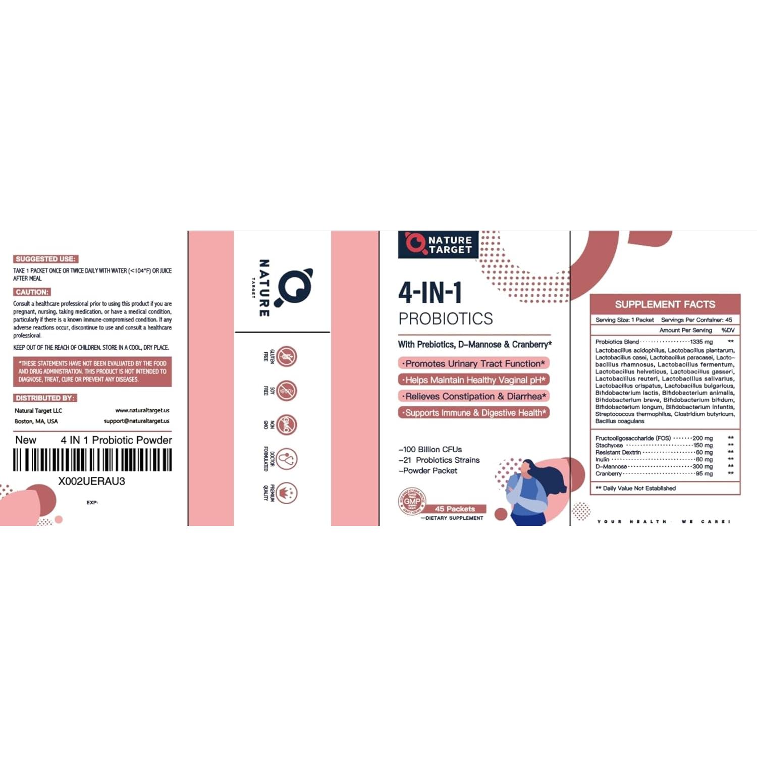 Probioticos para Mujeres NATURE TARGET 100 Mil CFUs 45 Días