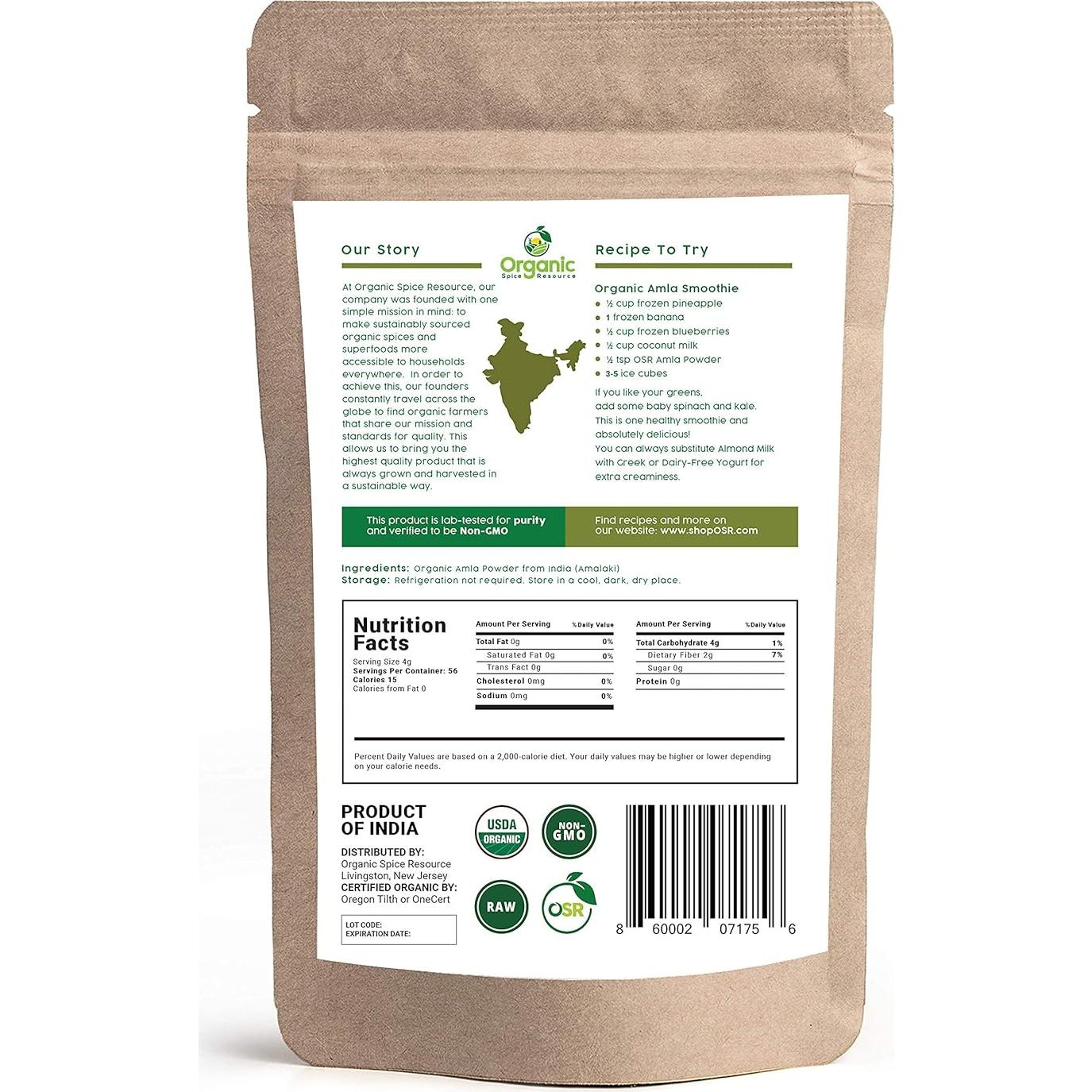 Polvo de Amla Orgánico 226g | Grosella India | 100% Puro