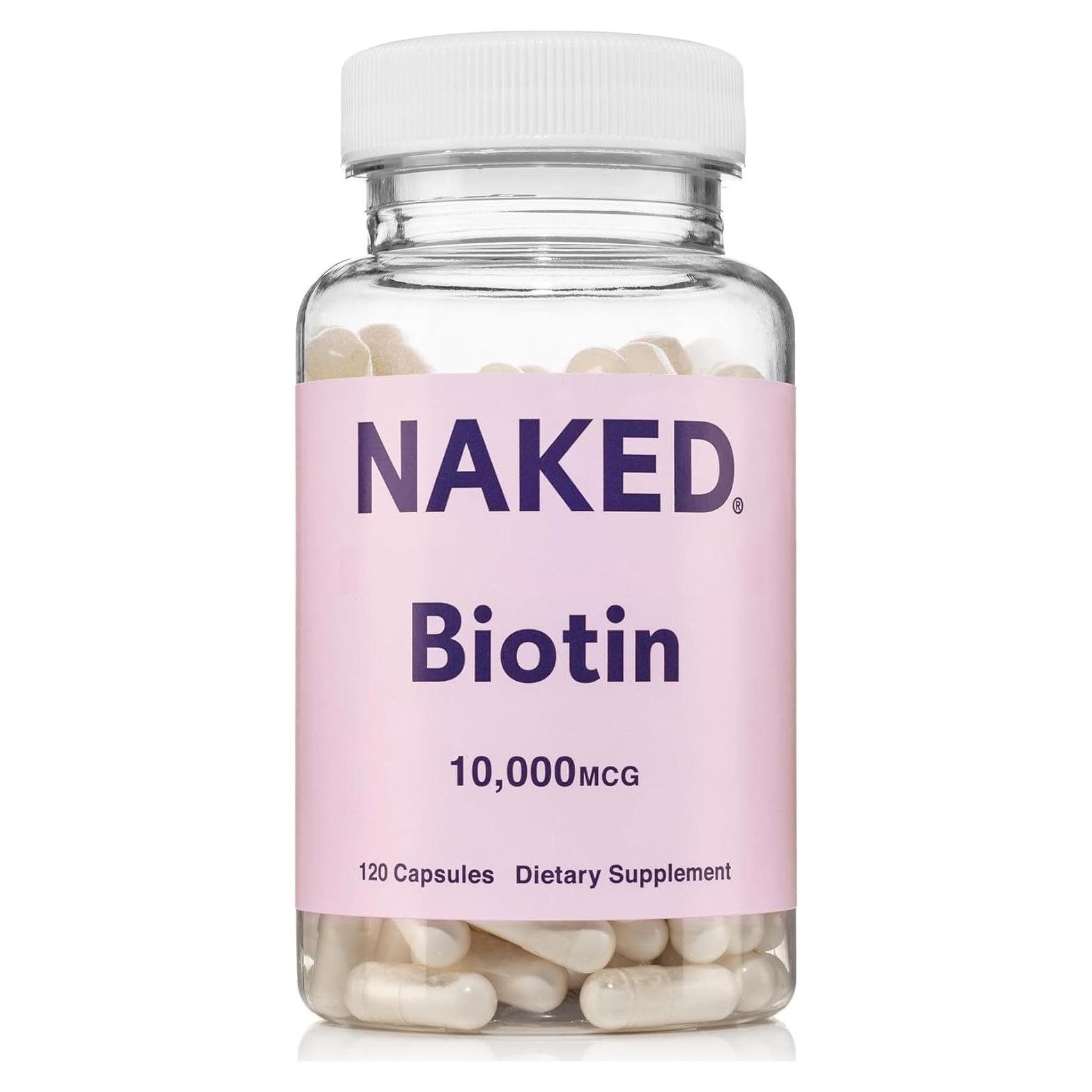 Suplemento de Biotina NAKED 10,000mcg - 120 Cápsulas Veganas