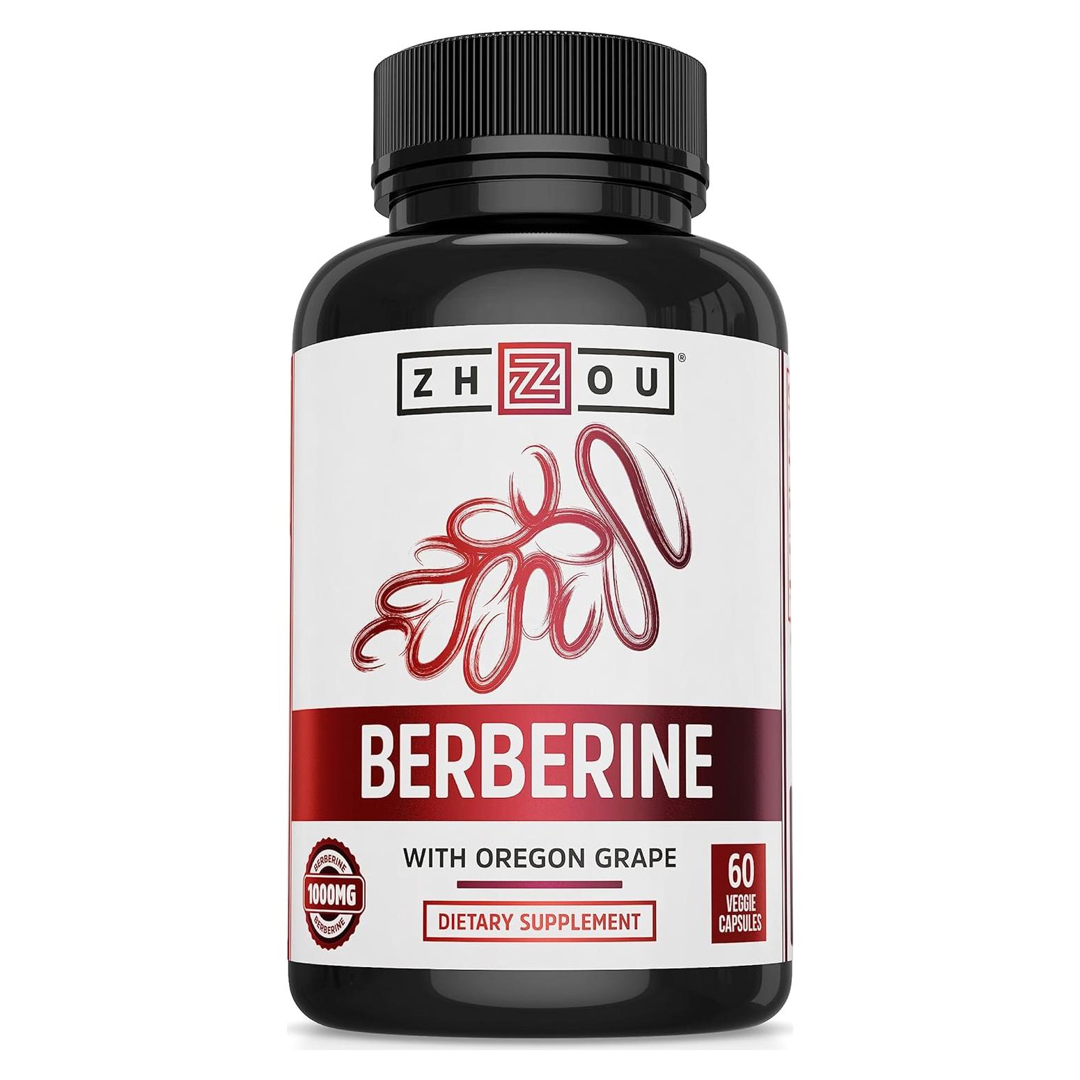 Suplemento de Berberina Zhou 1000mg con Uva de Oregón - 60 Cápsulas Vegetarianas