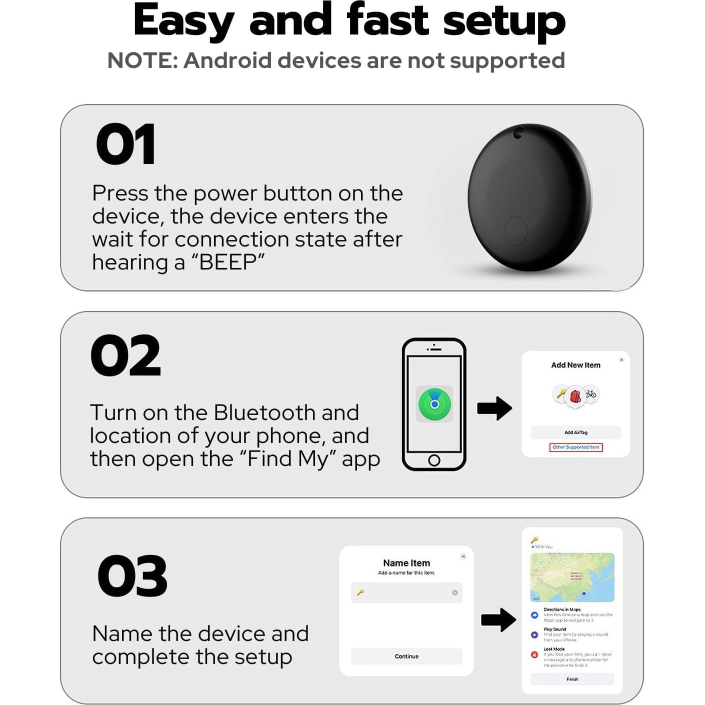 Mini Air Tags eirix Rastreador Inteligente iOS Paquete de 2