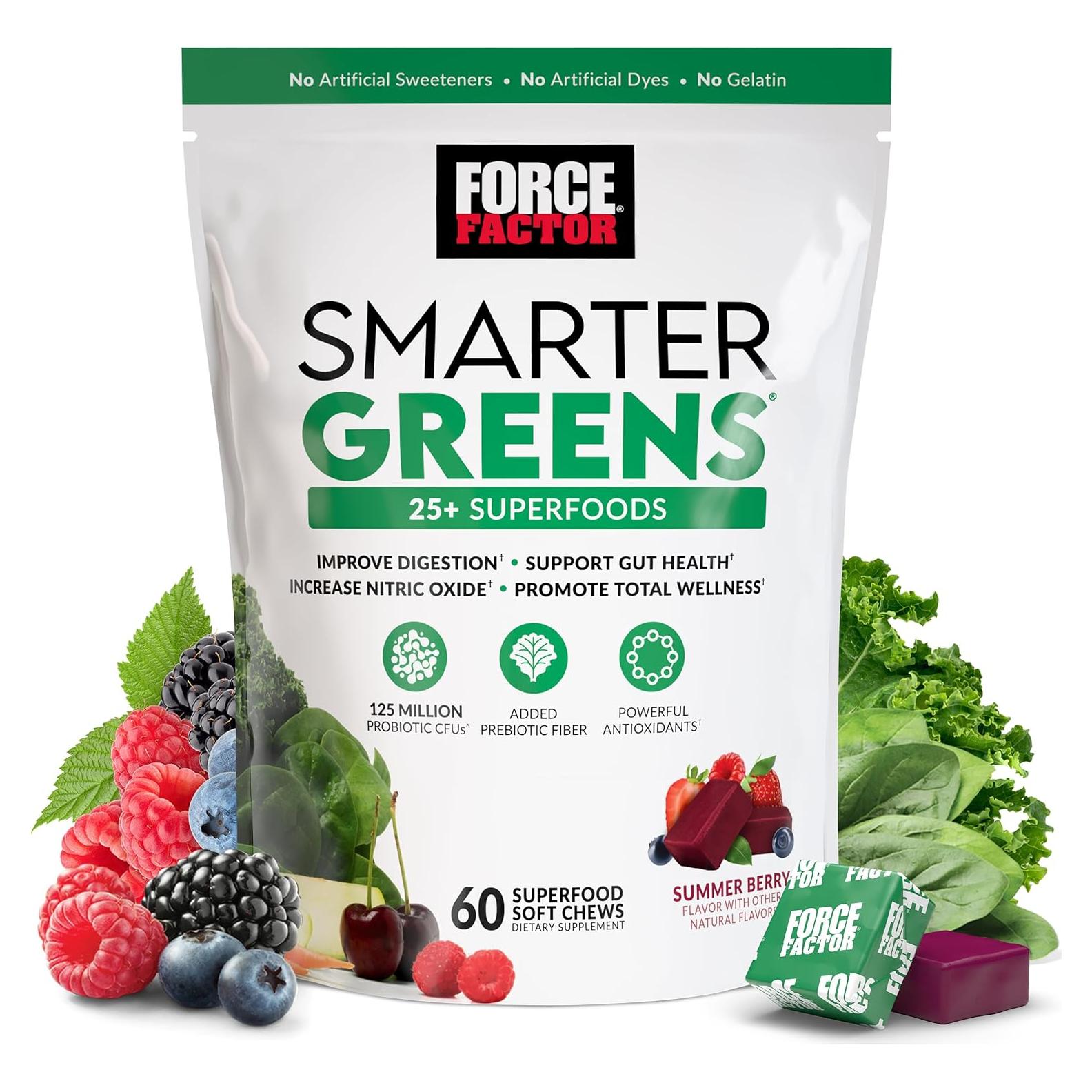 Gomas Blandas Force Factor Smarter Greens 60 Unidades