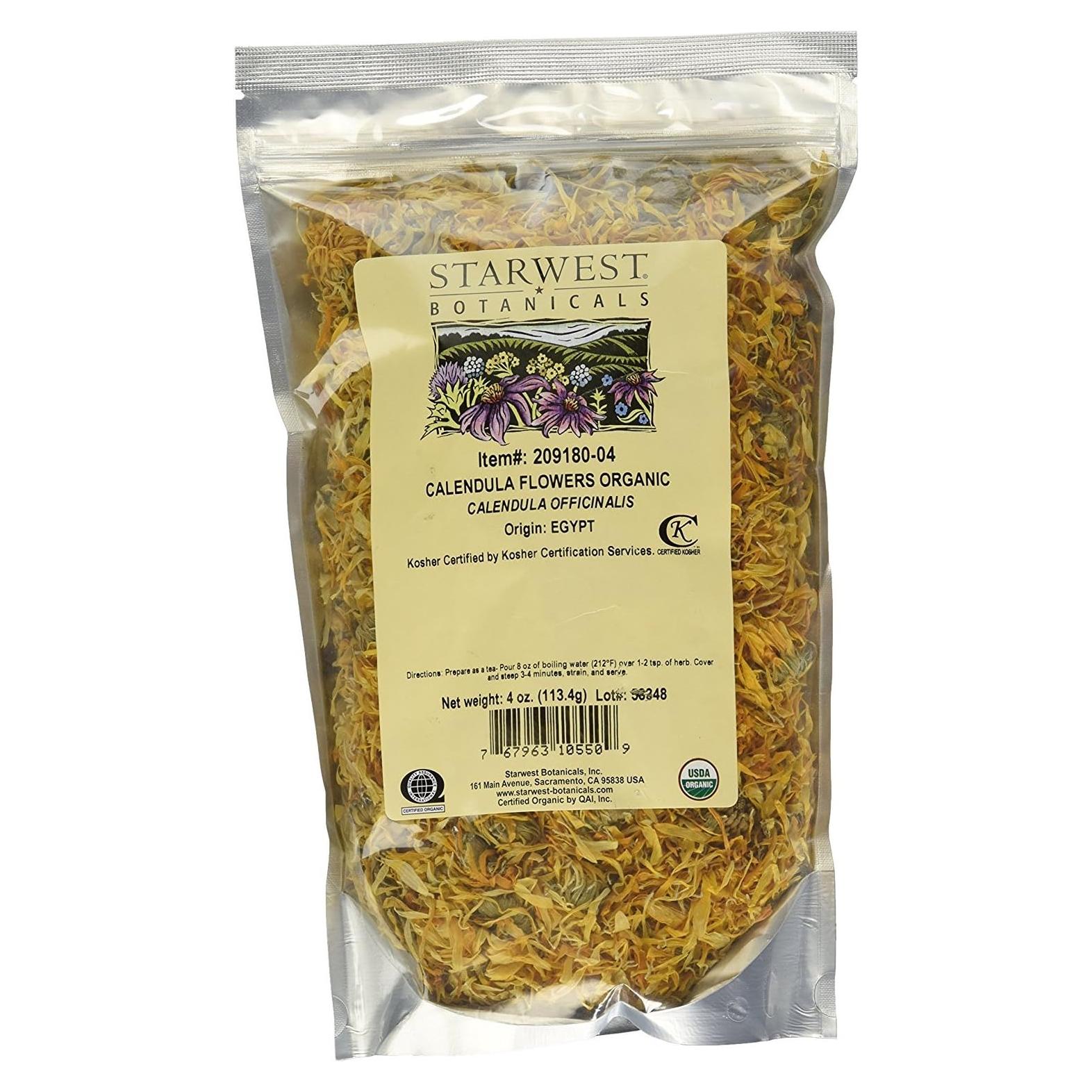 Flores de Caléndula Orgánicas Starwest 113 g - Decorativas y Culinarias
