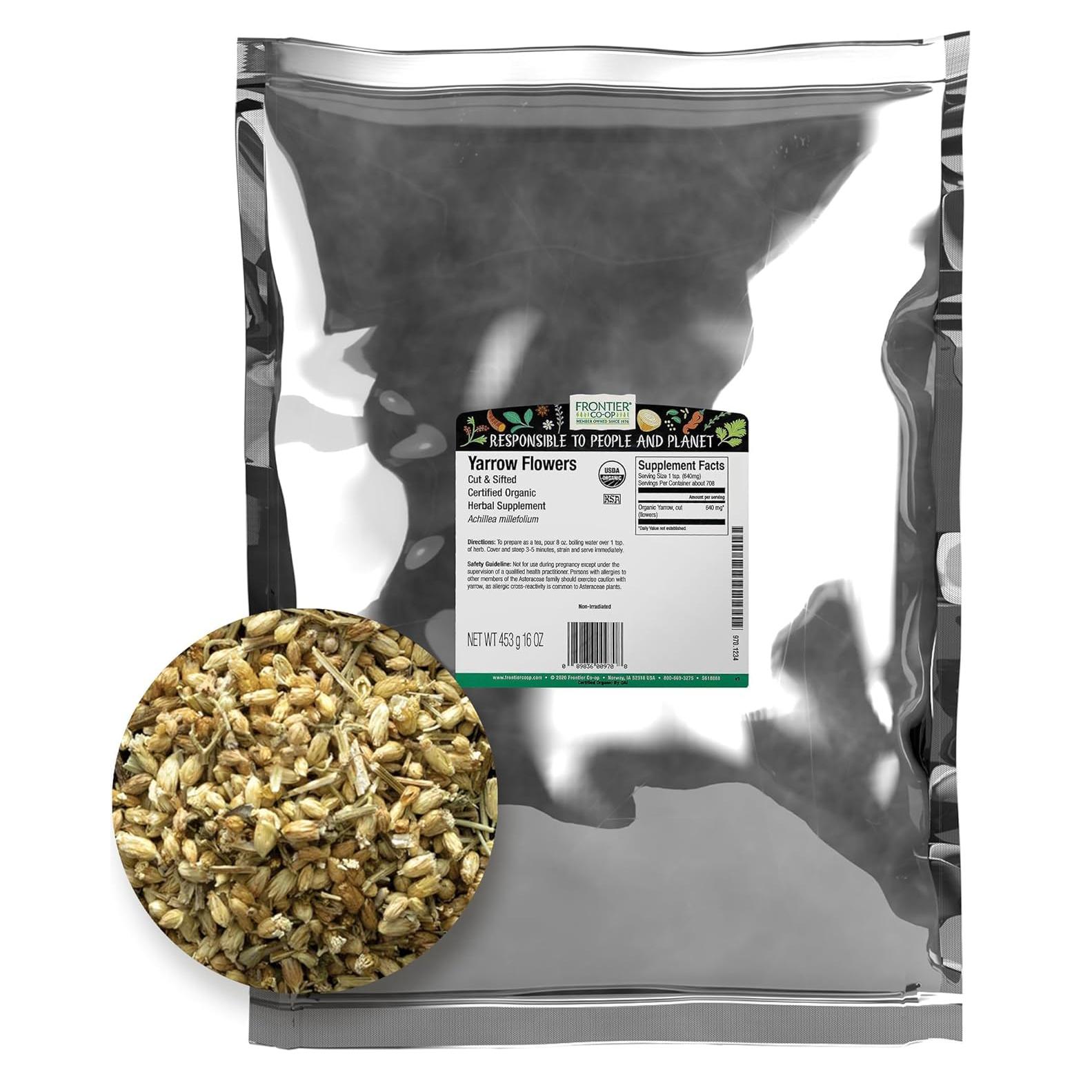 Flores de Yarrow Orgánicas Frontier Co-op 453g - Té Herbal