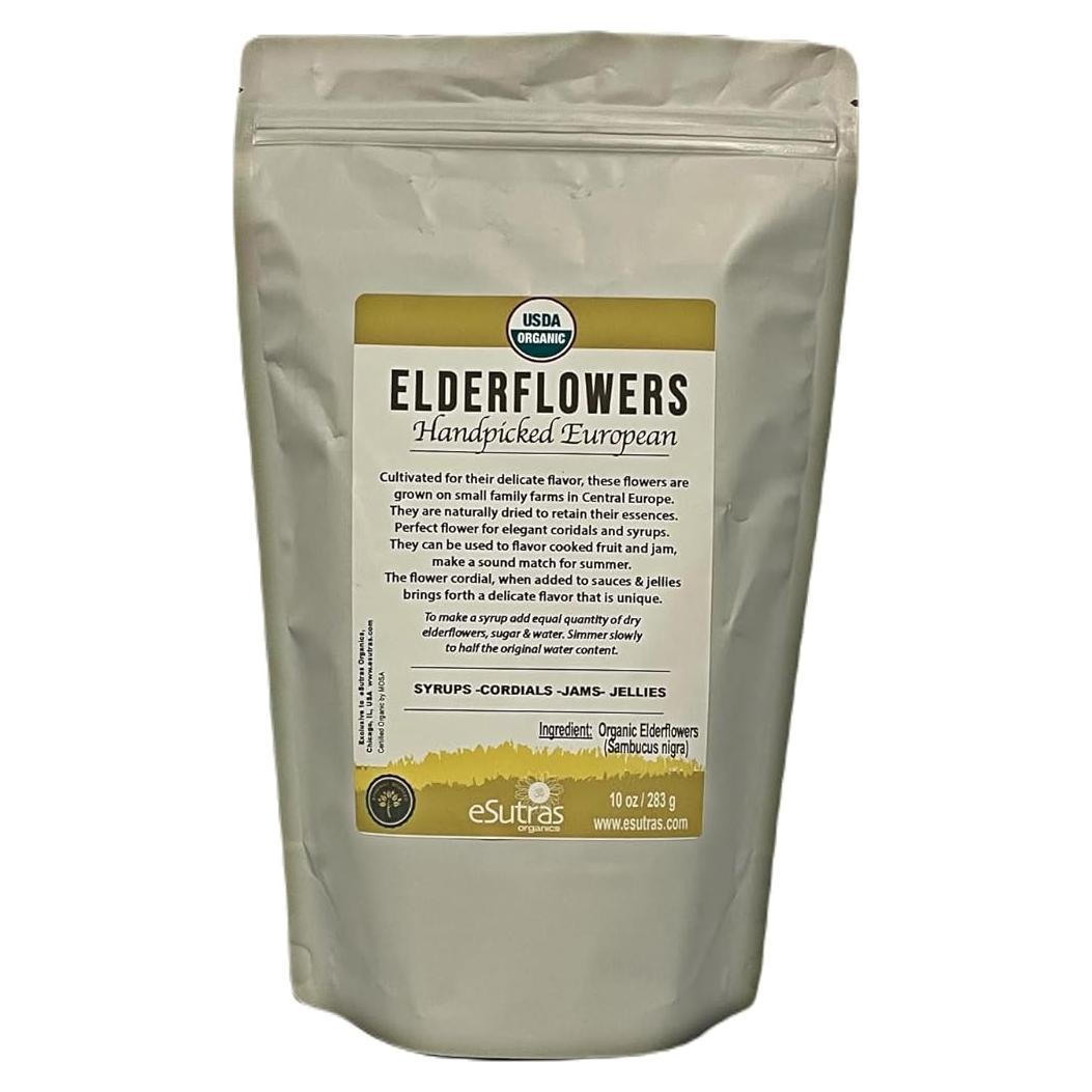 Flor de Saúco Orgánica eSutras 283.5 g - Ideal para Jarabes y Té
