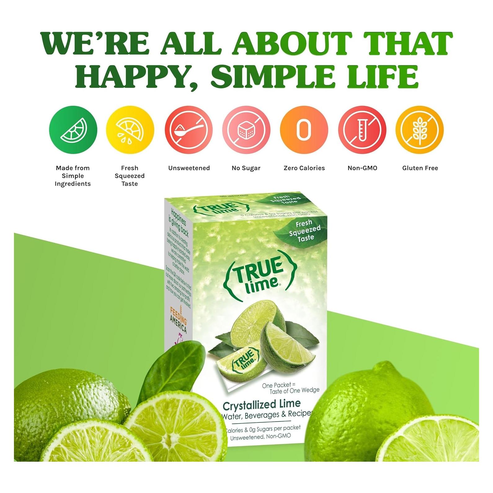 True Lime 500 Paquetes Saborizantes de Lima Cristalizada