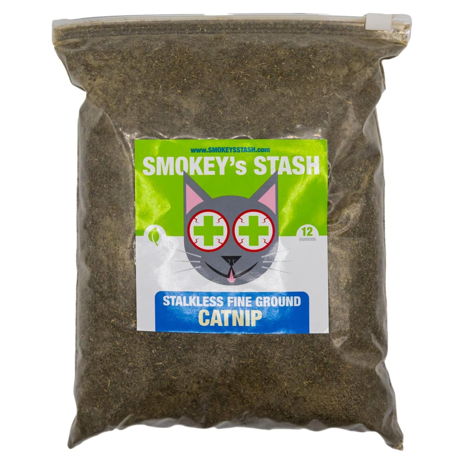 Bolsa 340g Catnip Premium Sin Tallo Smokey's Stash para Gatos