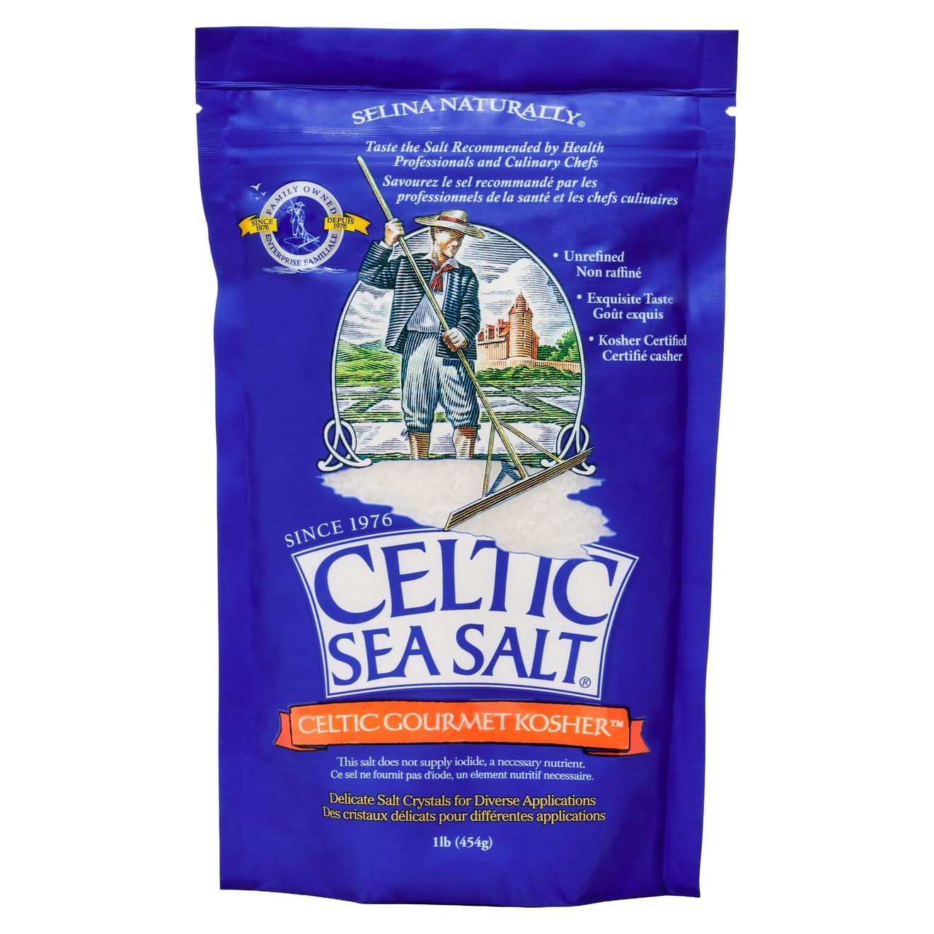 Sal del Mar Céltico Kosher 0.45 kg - Cosechada a Mano, Rica en Minerales