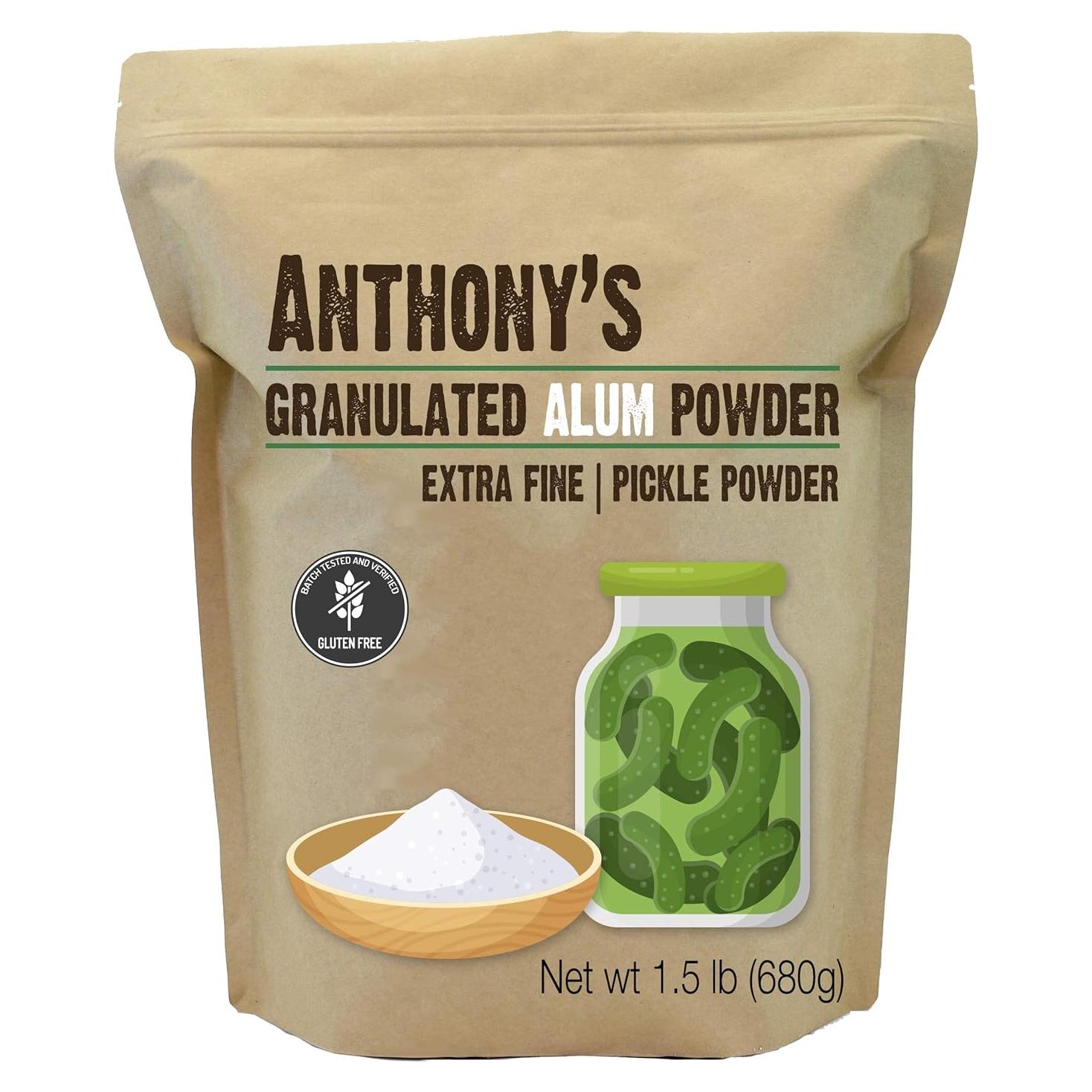 Polvo de Alumbre Anthony's 680g - Sin Gluten, Grado Alimenticio