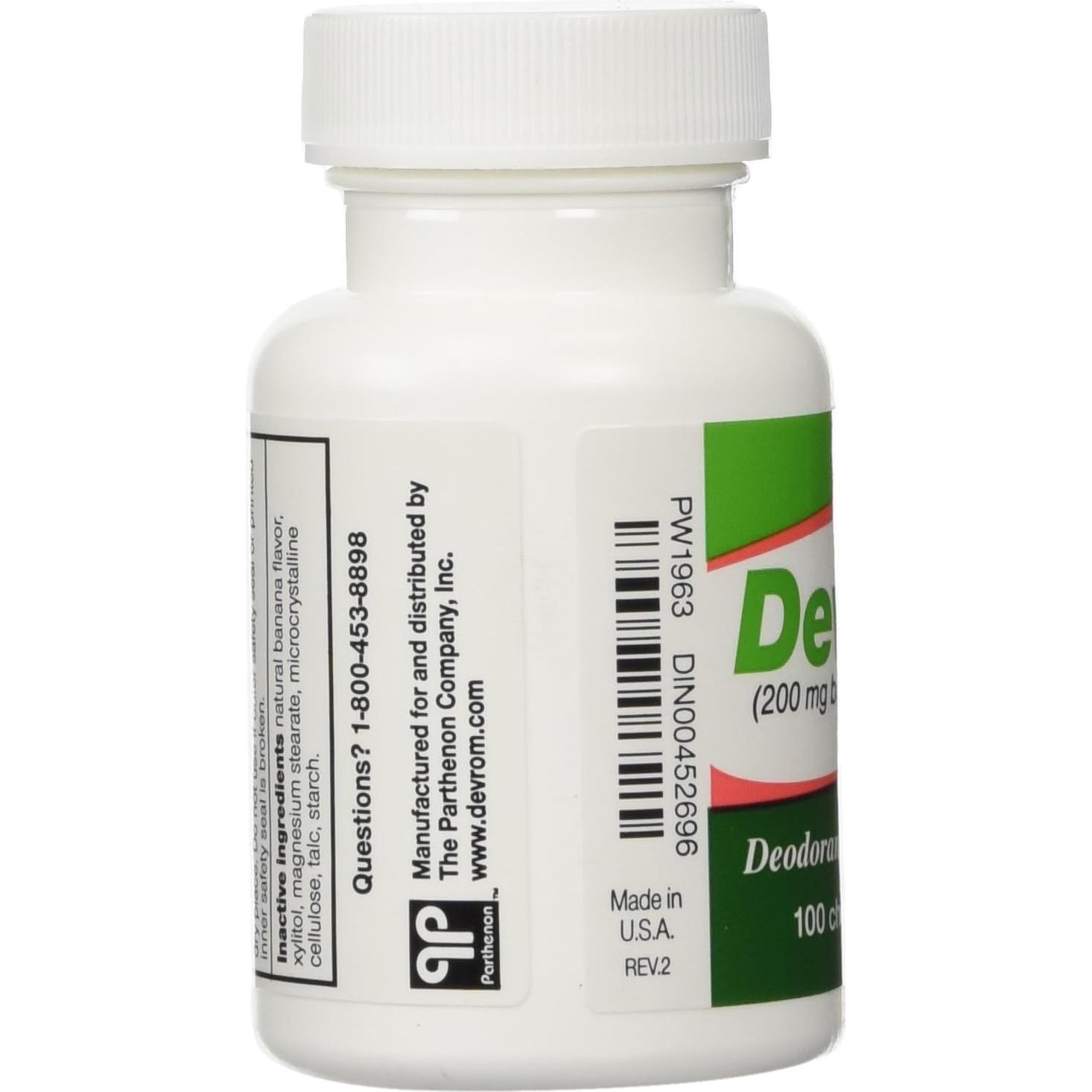 Tabletas Desodorante Interno Devrom 200mg 100 Unidades