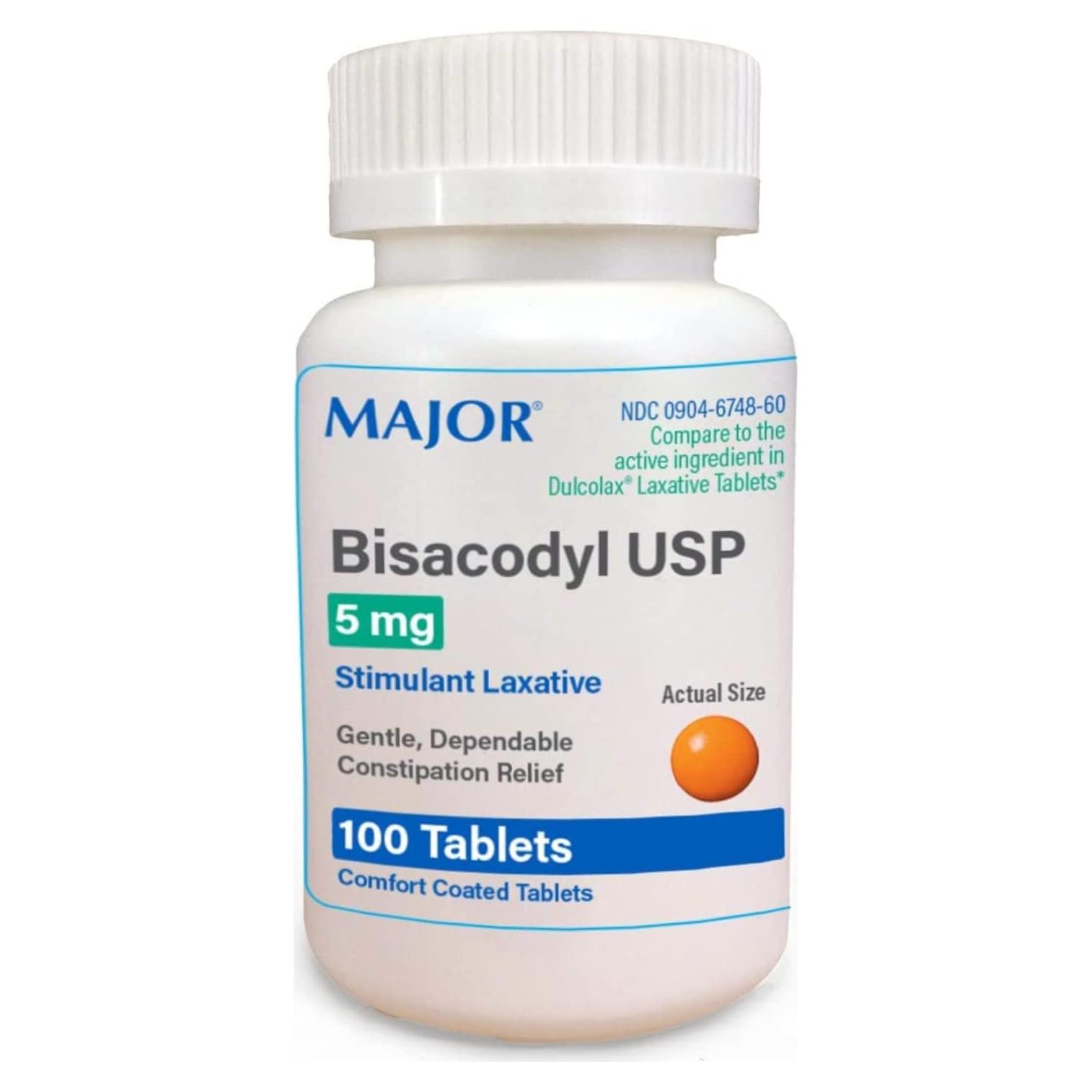 Tabletas de Bisacodilo Major 5mg - 100 Unidades