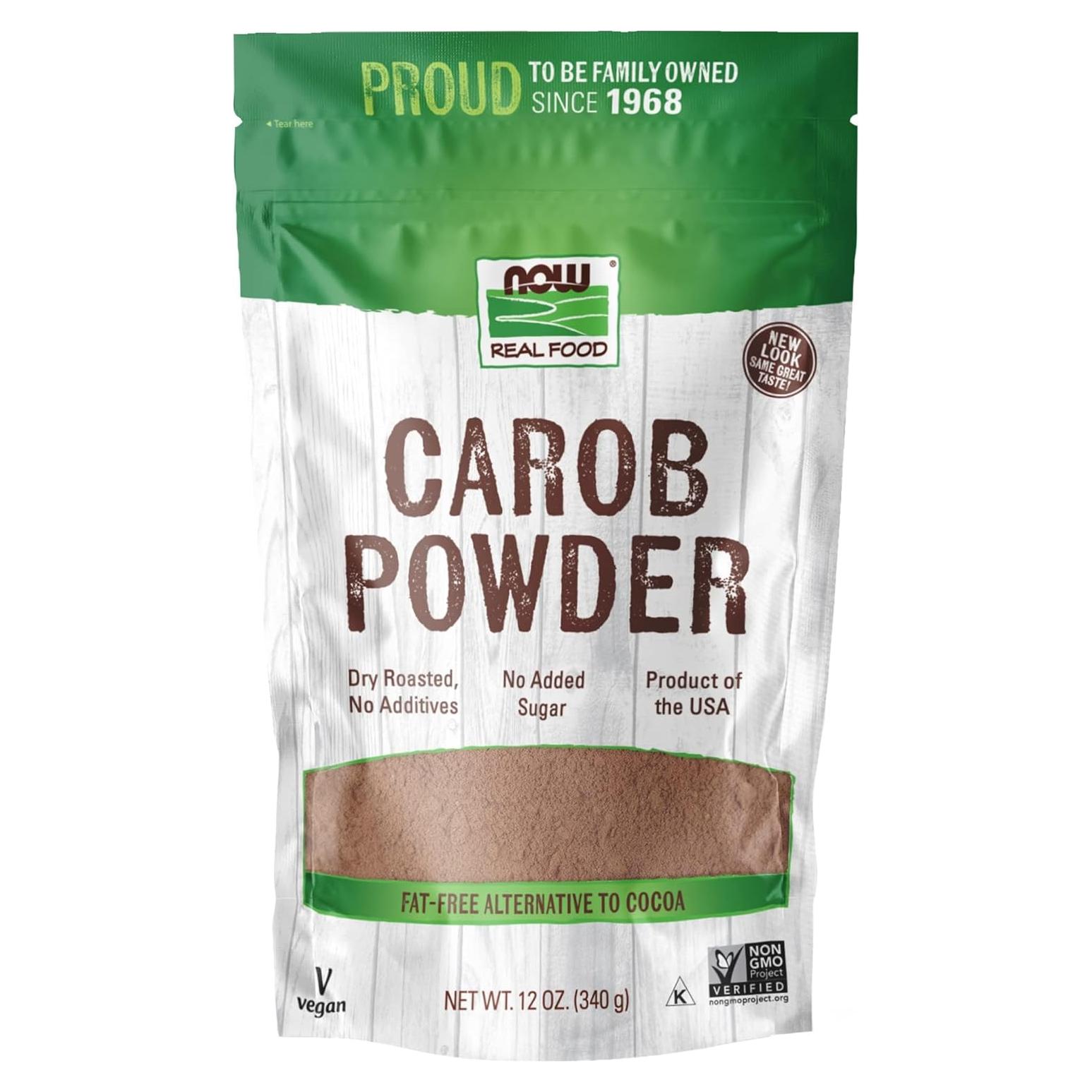 Polvo de Algarrobo NOW Foods 340g - Sustituto Natural del Chocolate