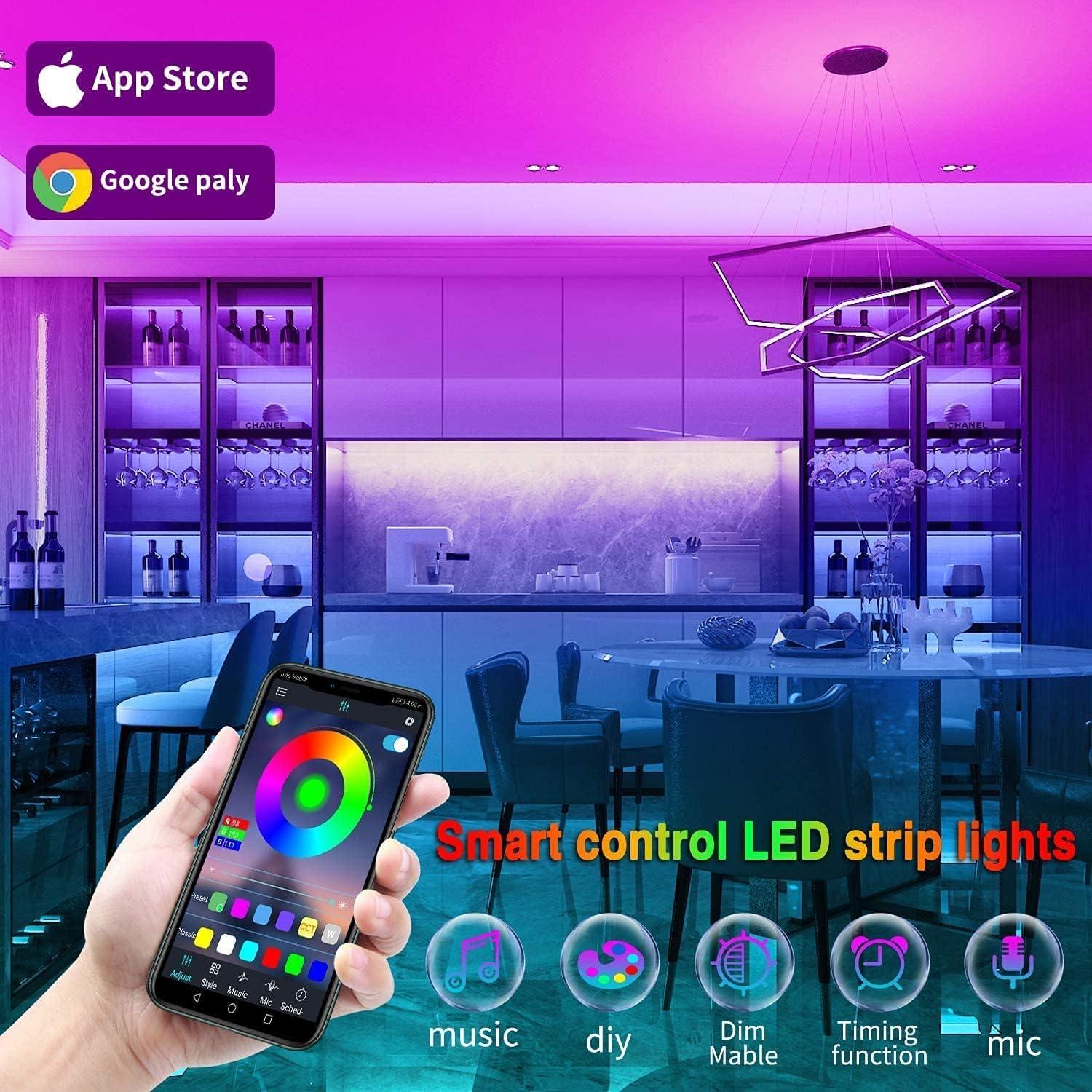 Luces LED Tenmiro 30m RGB con control remoto y app