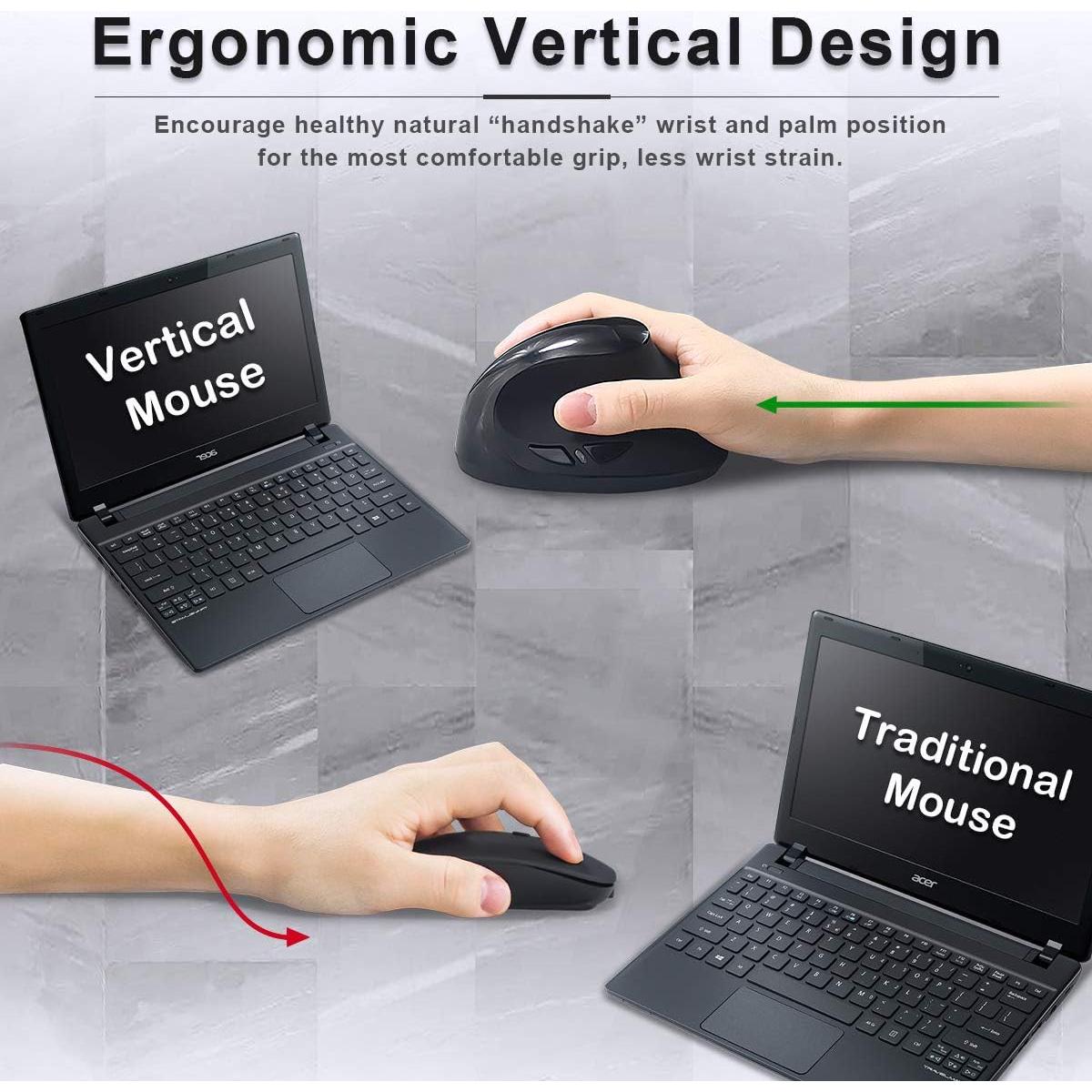 Ratón Inalámbrico Ergonómico SUNGI S8 Negro DPI Ajustable