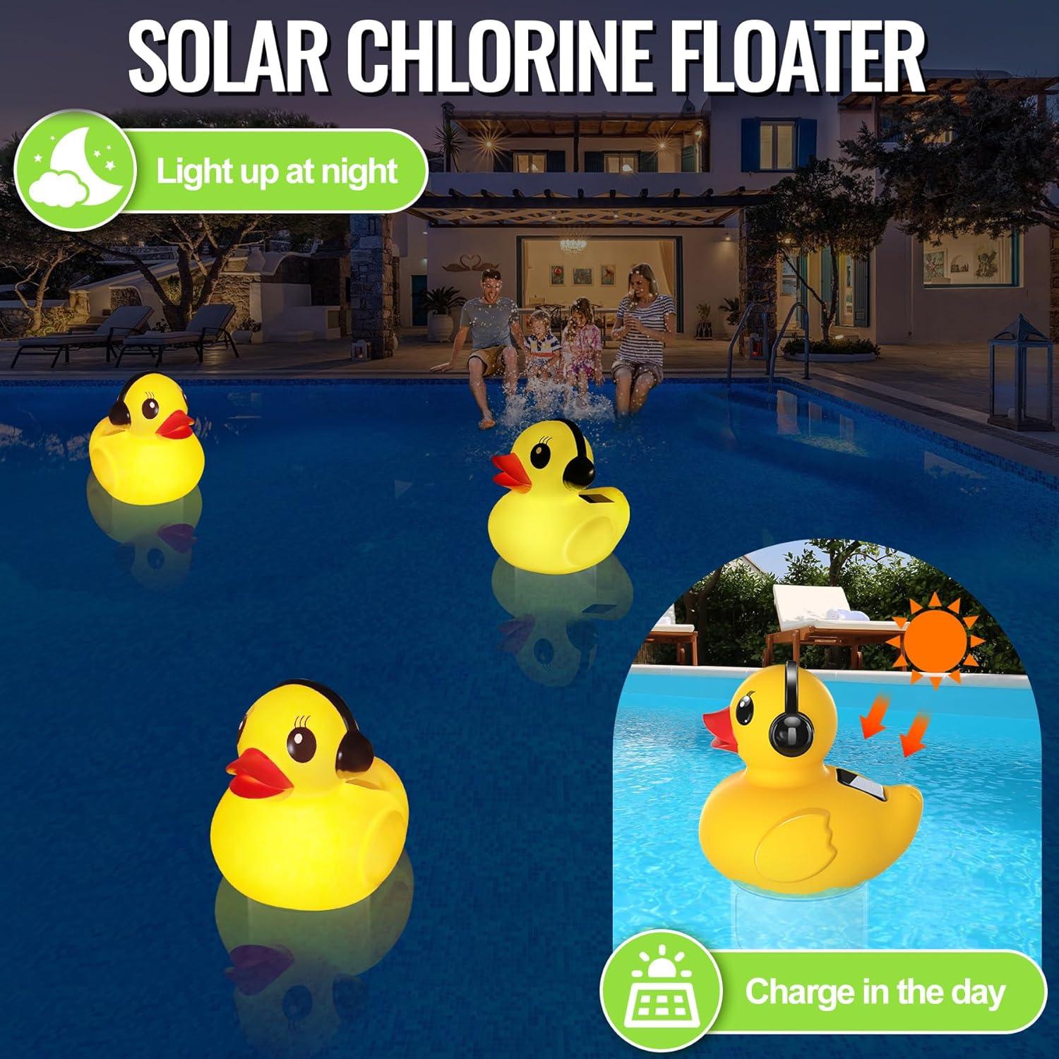 Flotador de Cloro Solar Amarillo Chsuiwe con Luz y Flujo Ajustable