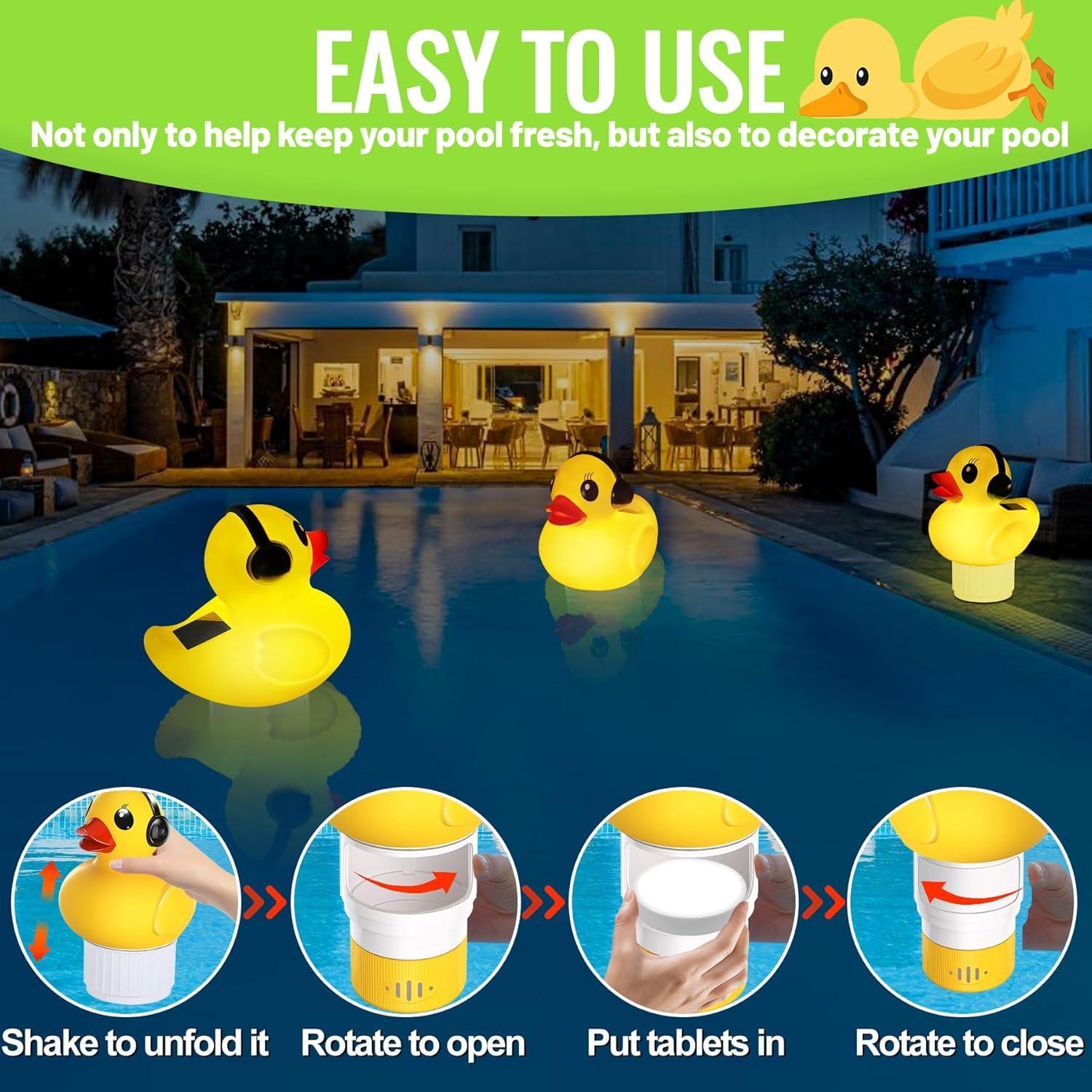 Flotador de Cloro Solar Amarillo Chsuiwe con Luz y Flujo Ajustable