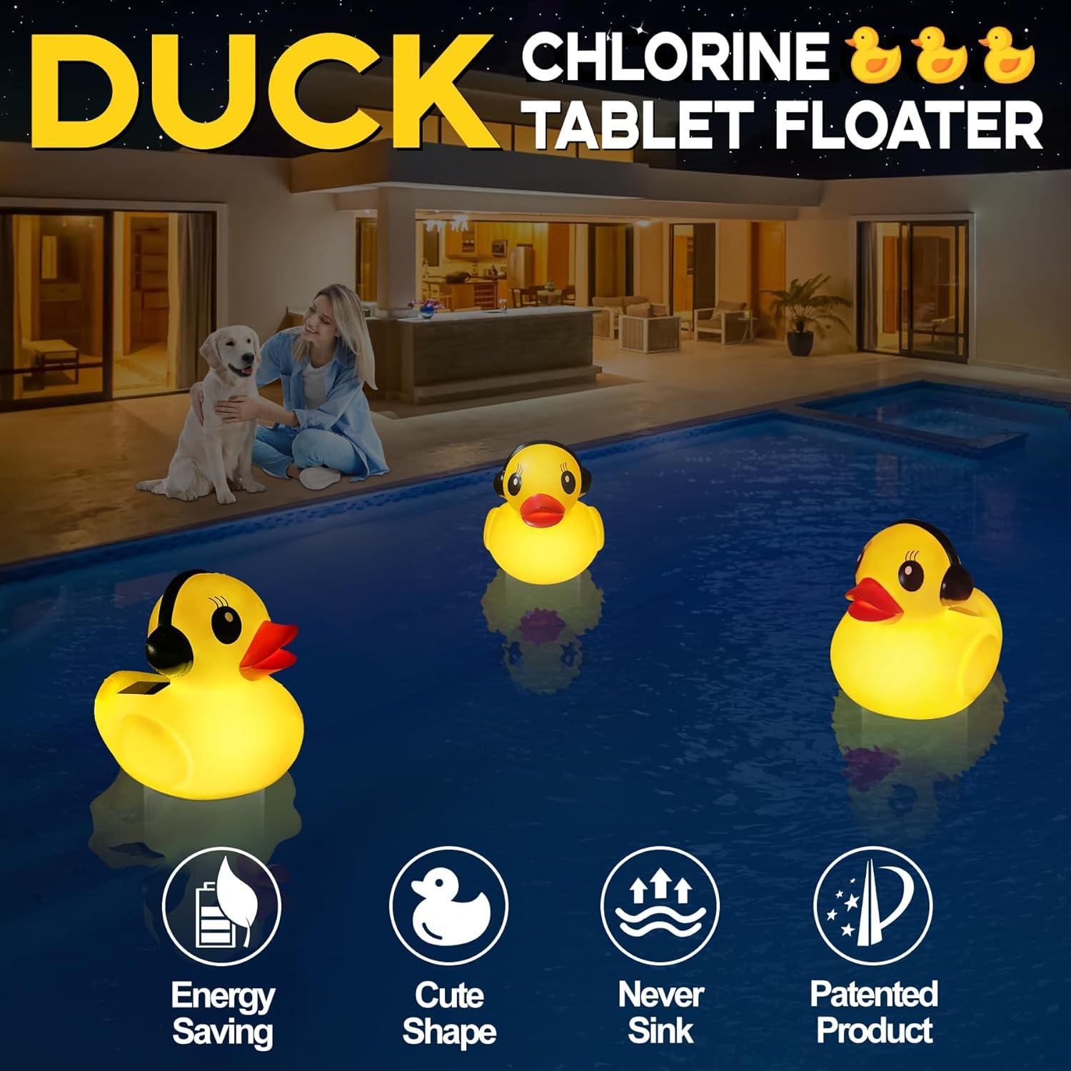 Flotador de Cloro Solar Amarillo Chsuiwe con Luz y Flujo Ajustable